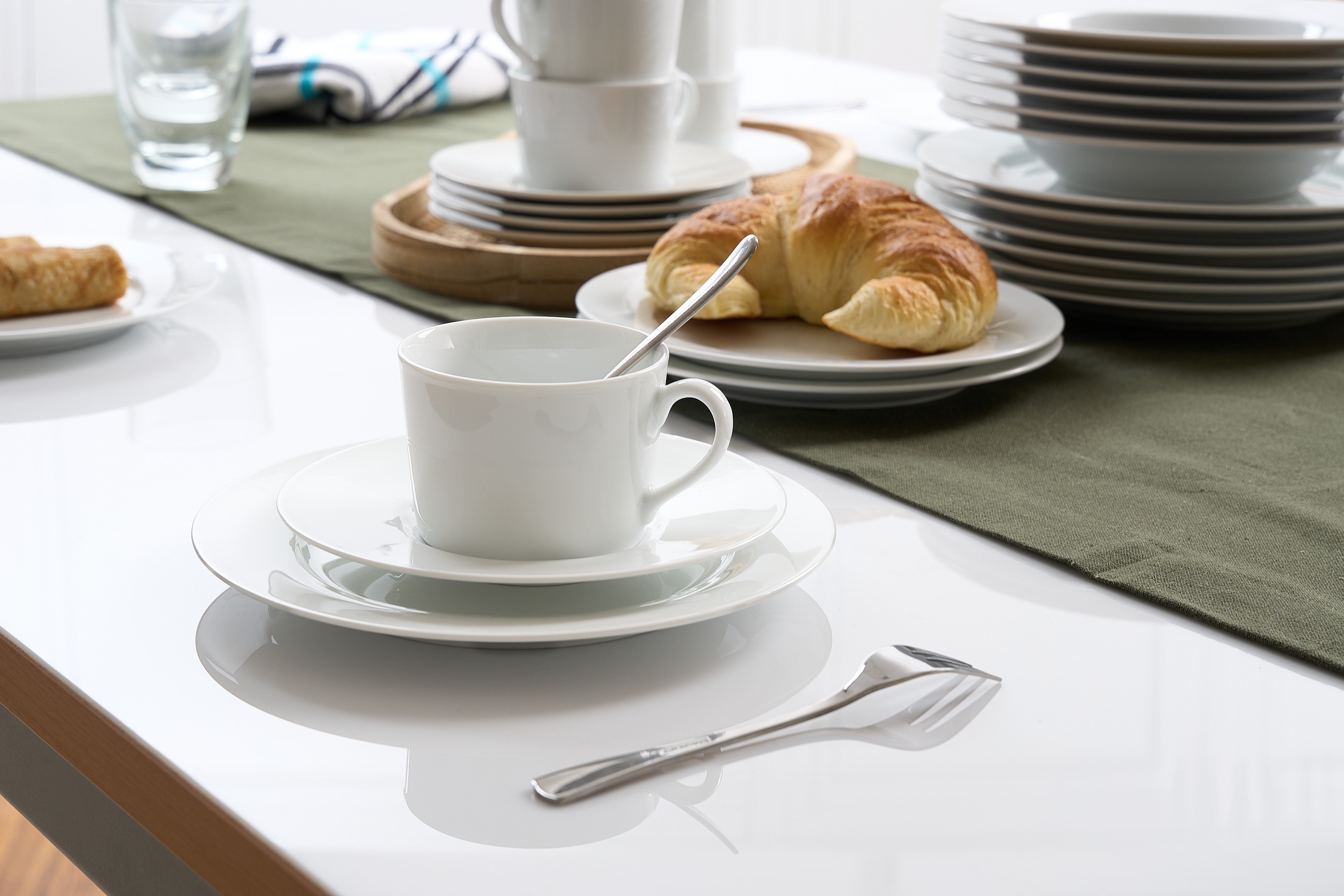 Retsch Arzberg Kaffeeservice HEIKE WEISS, Geschirr-Set 18-teilig, Porzellan, rund (18-tlg), 6 Personen, Porzellan, Kaffee-/Frühstücksgeschirr für 6 Personen klassisches Design in weiss