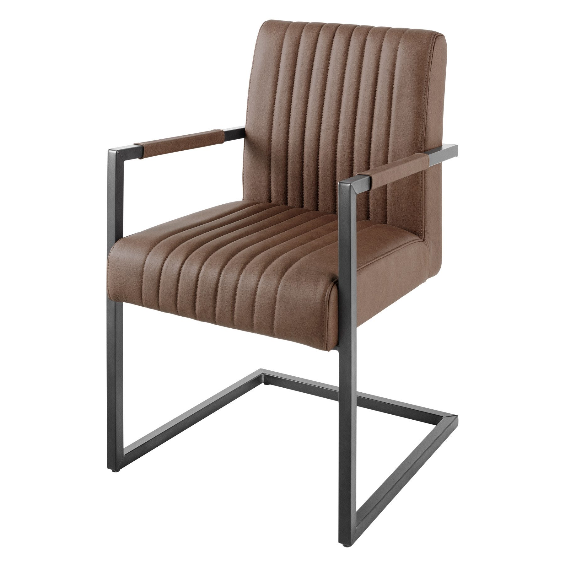 riess-ambiente Freischwinger BIG ASTON vintage braun / schwarz (Einzelartikel, 1 St), Esszimmer · Echtleder · Metall · mit Armlehne · Federkern · Industrial