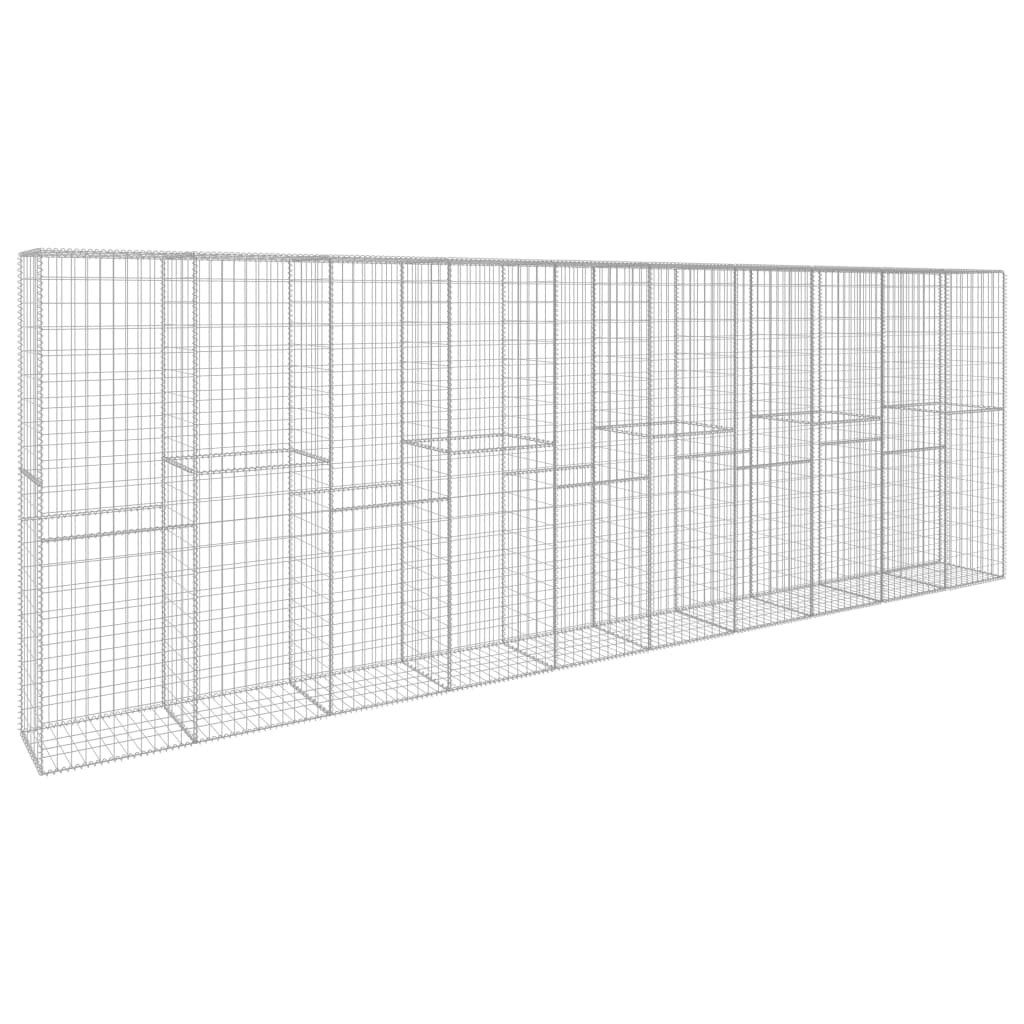 vidaXL Gartenzaun Gabionenwand mit Abdeckung Verzinkter Stahl 600 x 50 x 200 cm