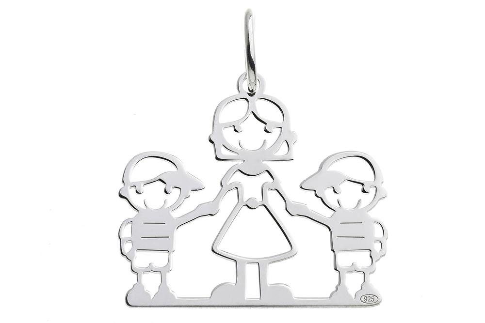 Silberkettenstore Kettenanhänger Anhänger Junge-Mutter-Junge - 925 Silber