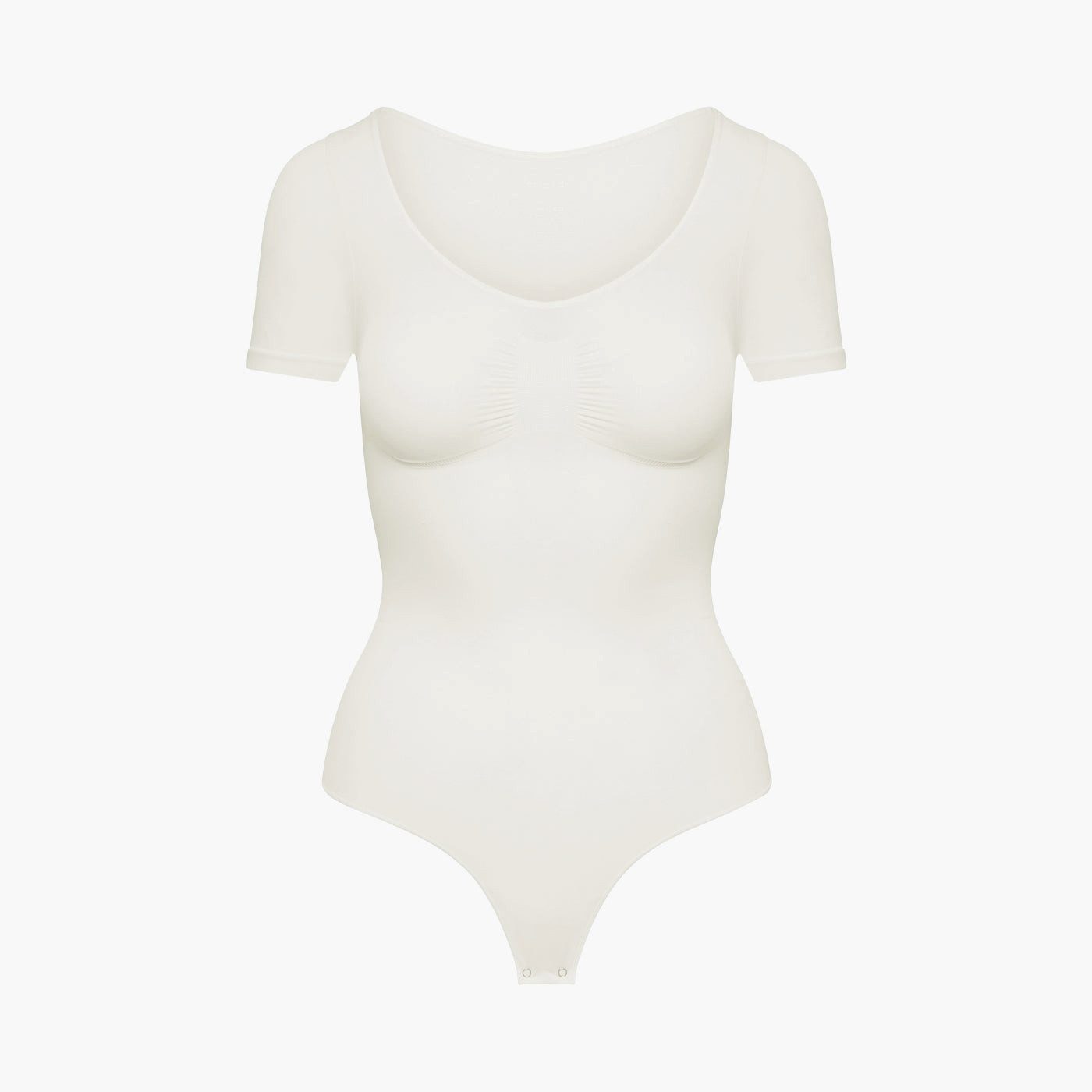 Creamy Fabrics Miederbody T-Shirt Bodysuit Sculpting Shapewear mit String-Weiß-L (1-tlg) Figurformend