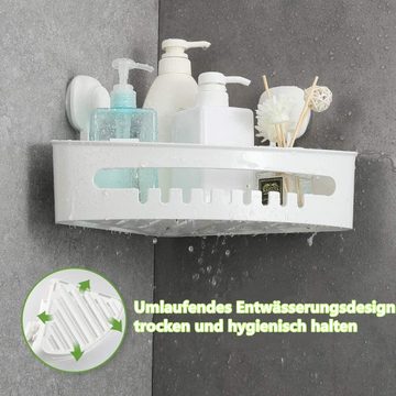 Elegear Duschablage Duschkorb für Ecke, Dusche Abzieher ohne Bohren, 1-tlg., mit 2 Pack Saugnapf Haken für Bad/Wand/Ecke