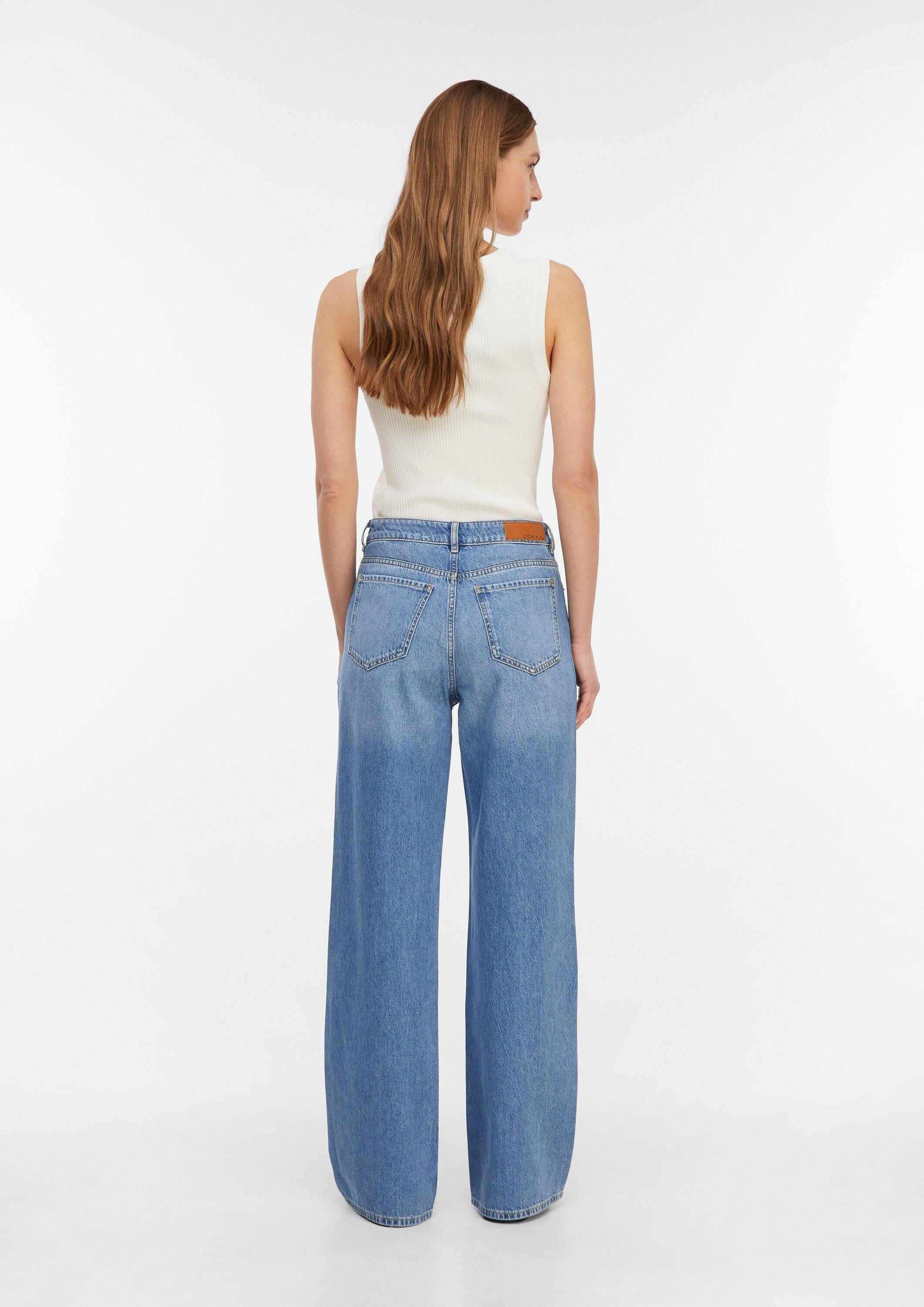 comma Weite Jeans Jeans-Hose Wide-Leg-Jeans mit hohem Bund