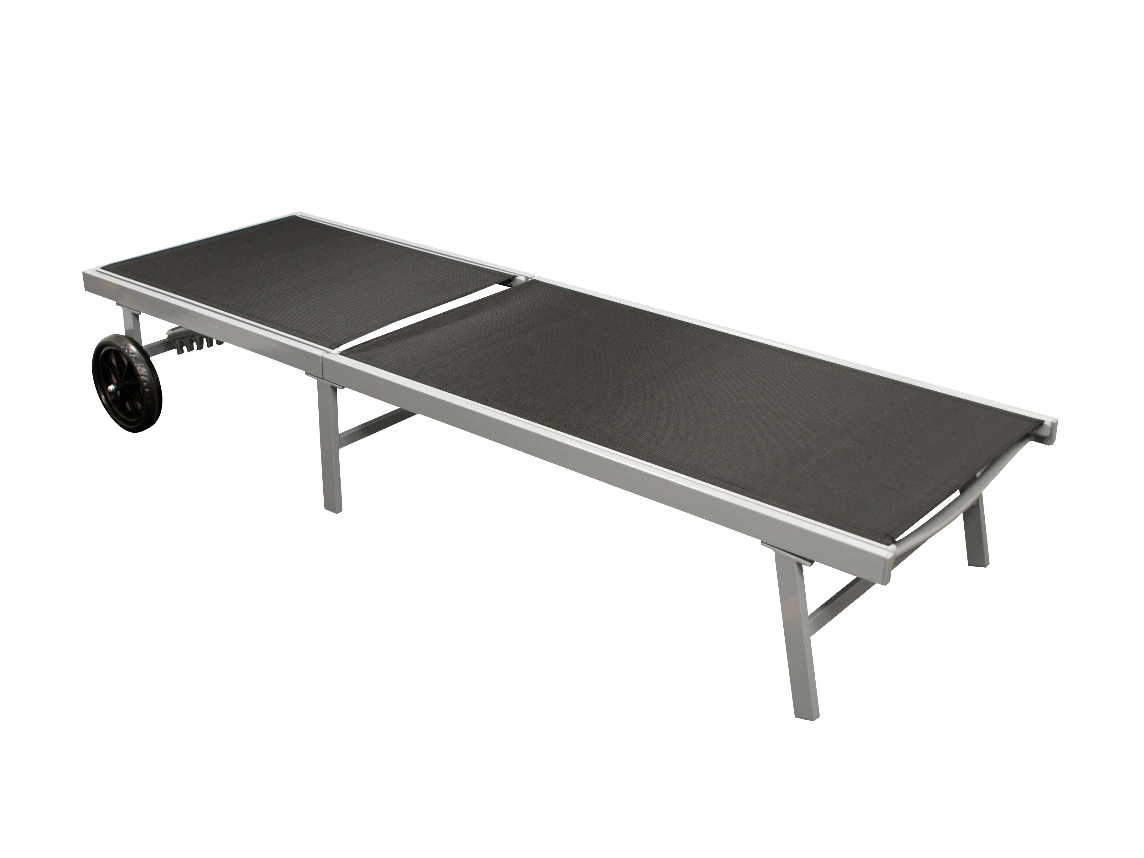 DEGAMO Rollliege OSTIA, 1 St., Aluminium silbergrau, Textilgewebe schwarz, Länge 200cm