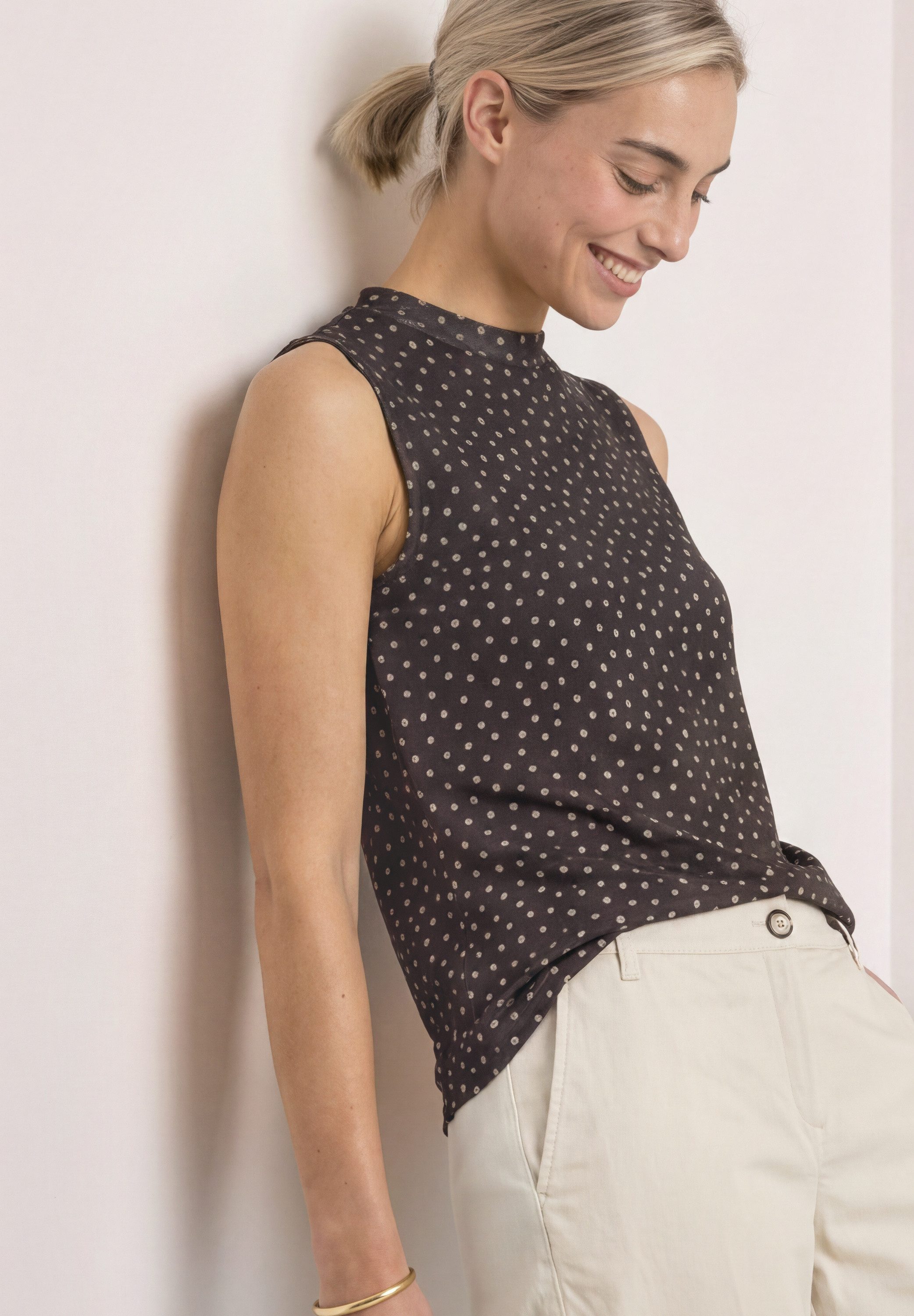 STREET ONE Mesh-Top Turtle Neck Sommer-Top aus Mesh mit Print