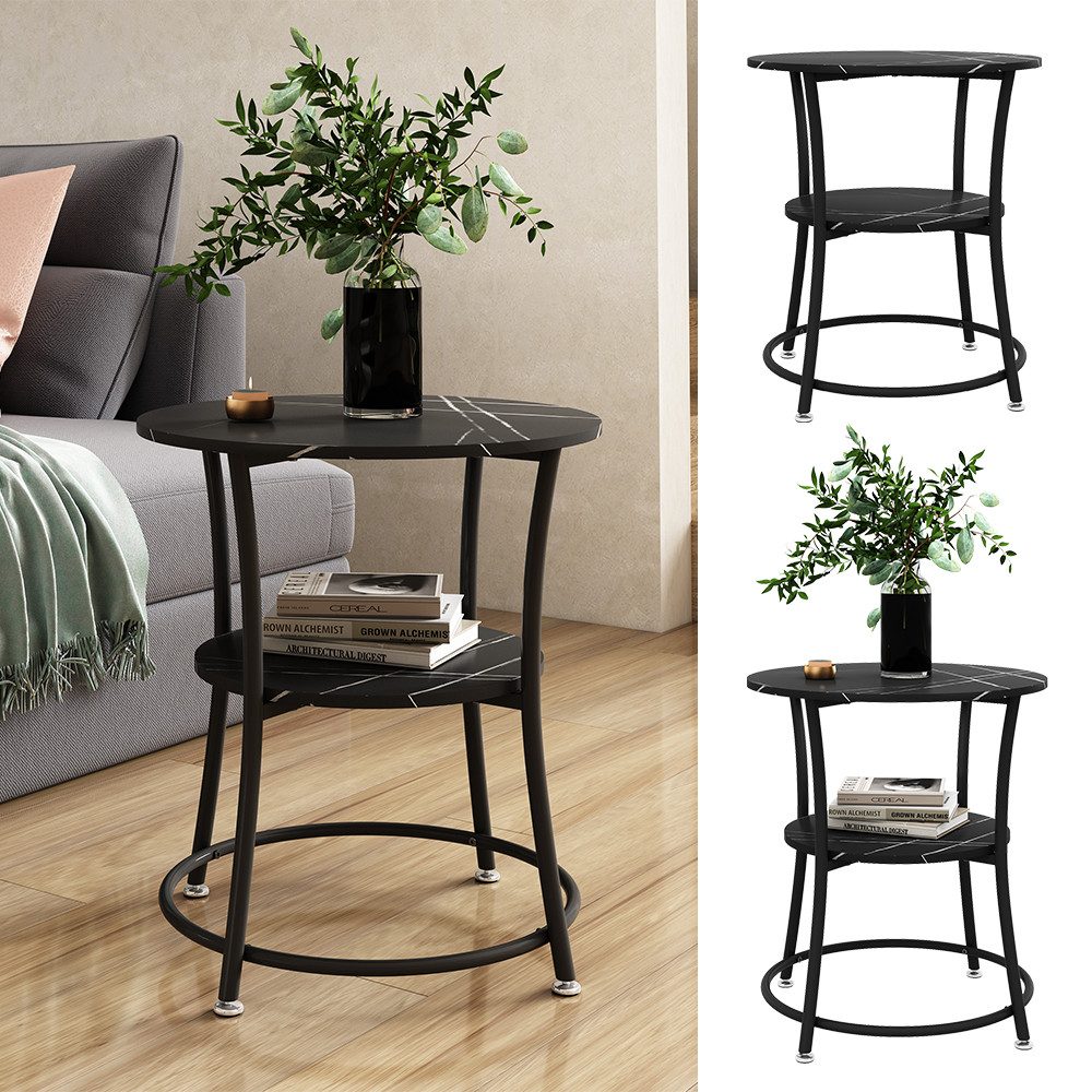 Vicco Couchtisch Quebec, Marmor/Schwarz, 50 x 50 cm mit Ablage günstig online kaufen