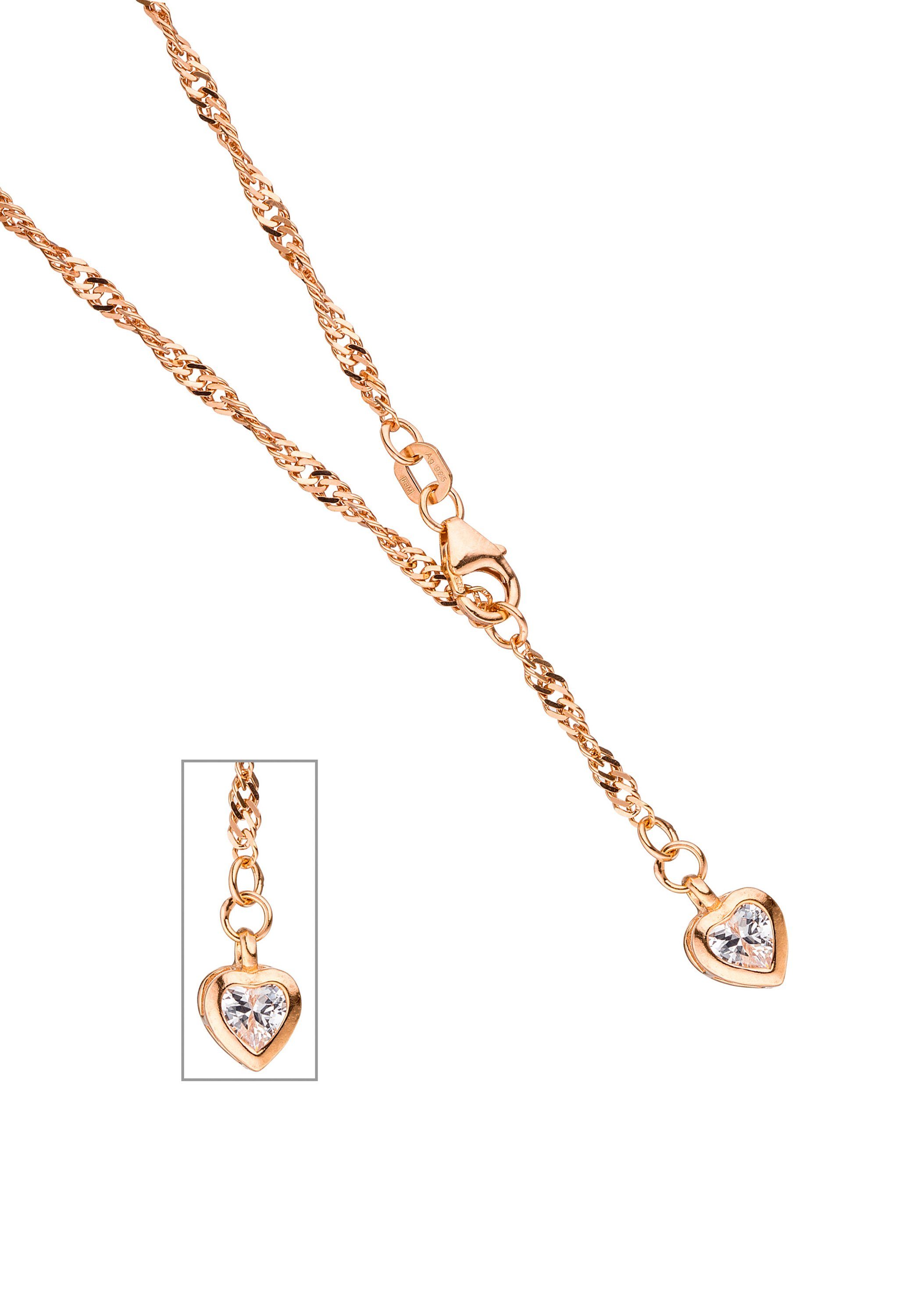 JOBO Fußkette Fußkettchen Herz, 925 Silber roségold vergoldet Zirkonia 25 c günstig online kaufen