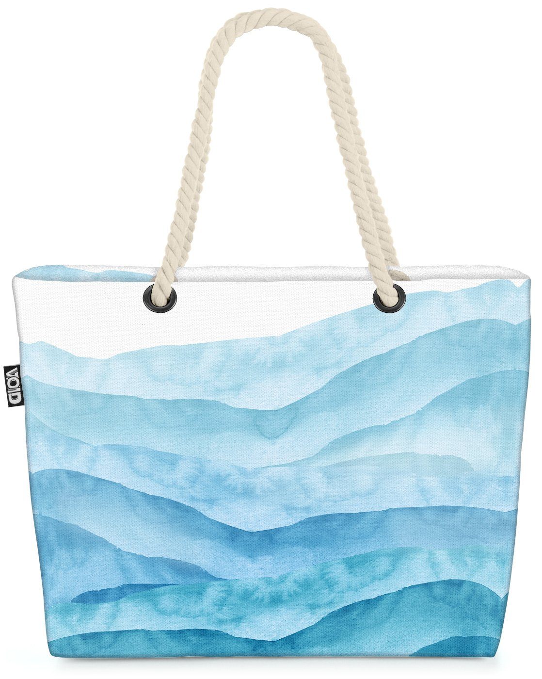 VOID Strandtasche (1-tlg), Grafische Wellen Beach Bag Meer See Strand Urlaub Reise Mittelmeer Ozean