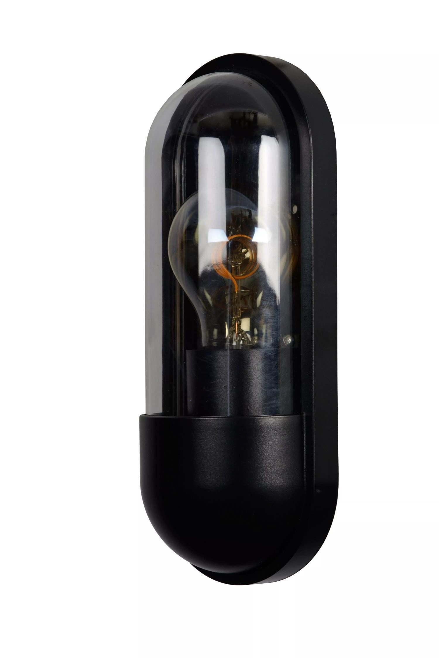 Licht-Erlebnisse Außen-Wandleuchte DARI, ohne Leuchtmittel, Ovalleuchte E27 IP54 24 cm hoch Schwarz Modern