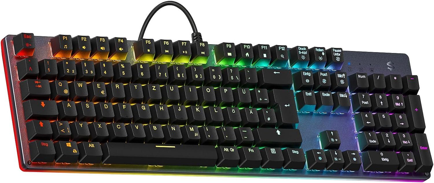Black Shark RGB Mechanische Gaming Tastatur- und Maus-Set, mit QWERTZ German Layout, 105 Tasten Kabelgebundene für PC