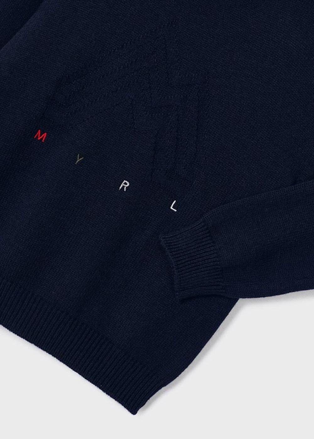 Mayoral Strickpullover Pullover bestickt für Jungen in Marineblau