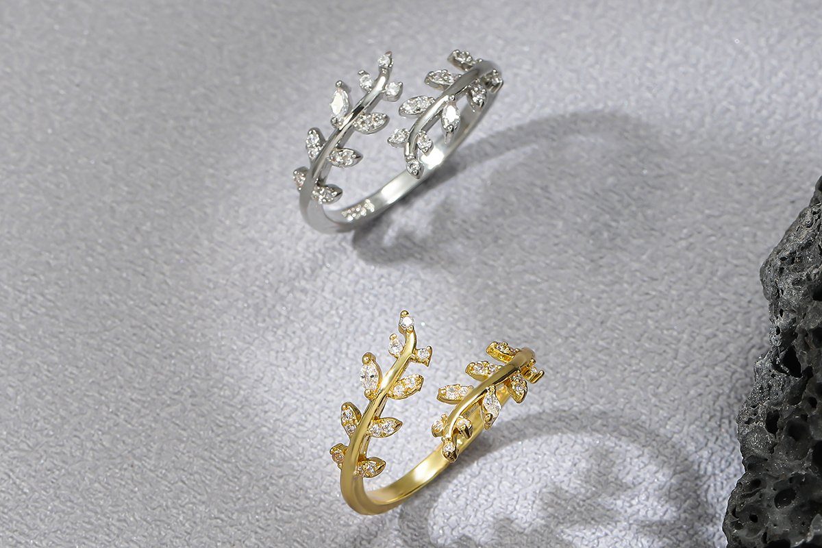 Eyecatcher Silberring 925 Sterling Silber Blätter Ring mit Zirkonia, Größen günstig online kaufen
