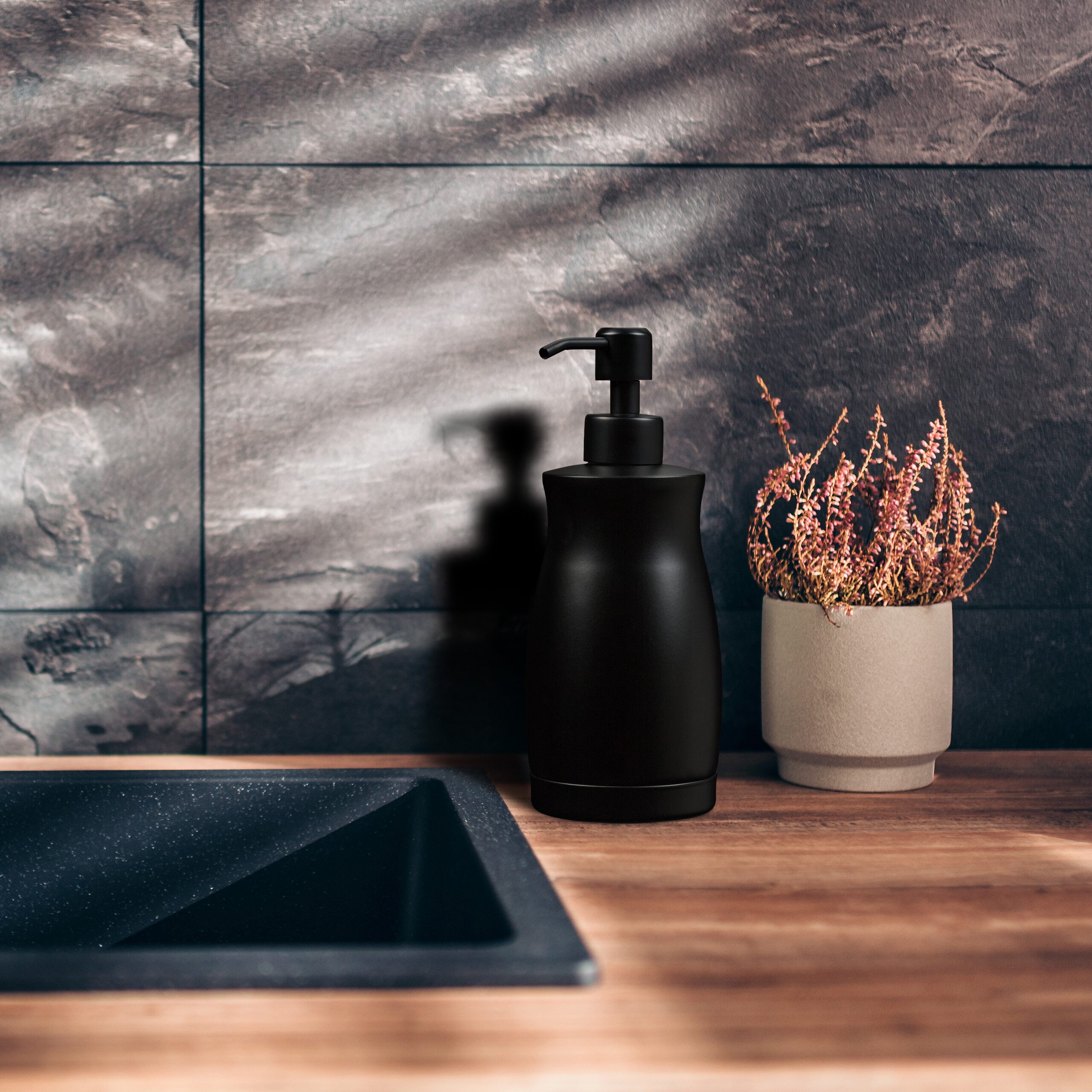 relaxdays Seifenspender Edelstahl 400 ml, schwarz günstig online kaufen