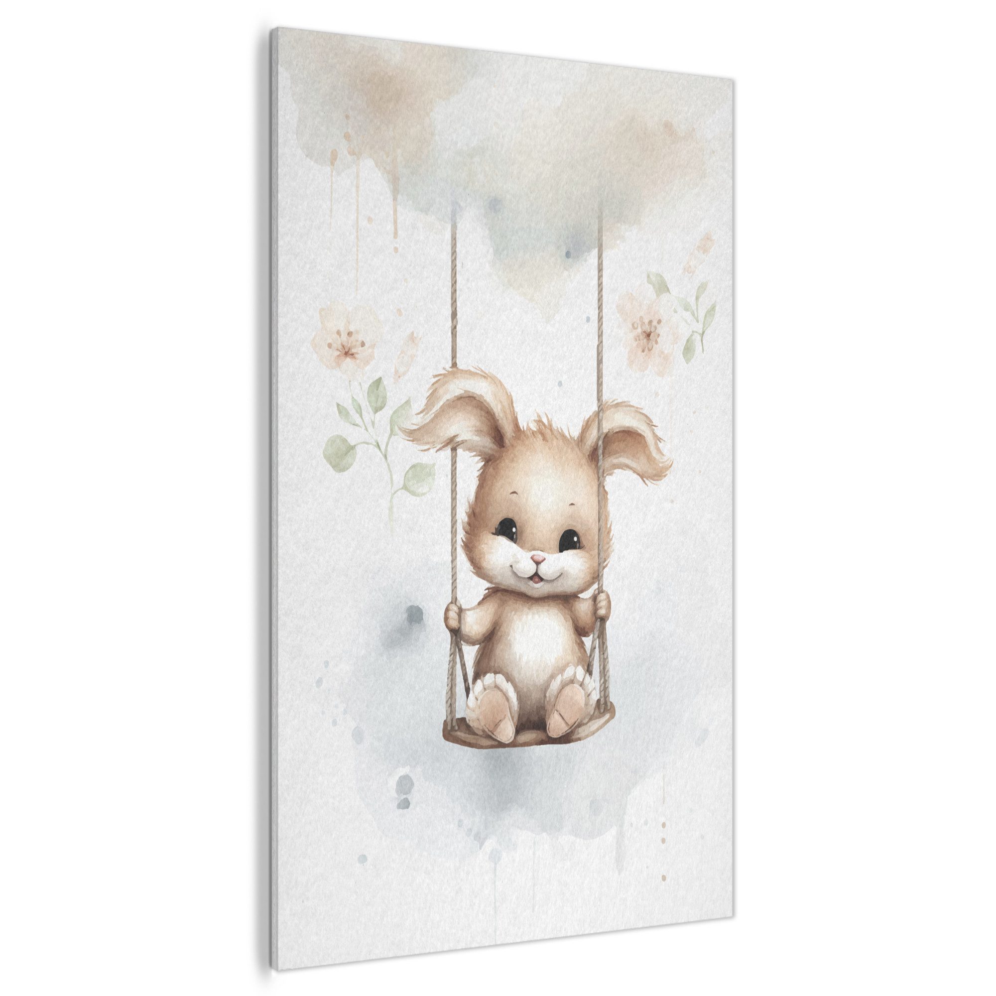 MuchoWow Gemälde Kaninchen - Babytier - Kinder, Fotodruck (1 St), Akustikbilder PET-Filz, Wandpaneele, Akustikpaneele 100x150 cm