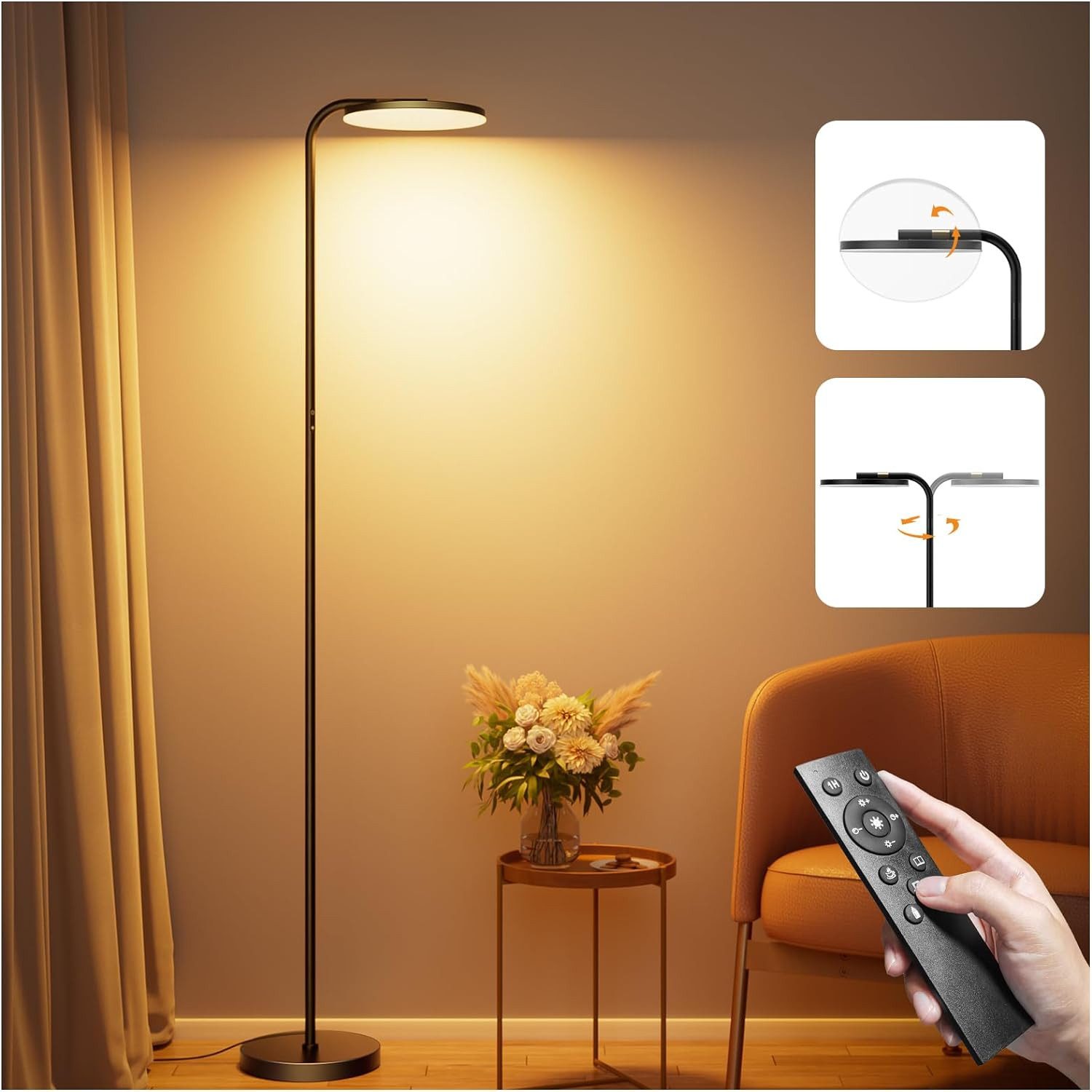 Novostella Stehlampe LED Dimmbar Stehlampe Leselampe Deckenfluter mit Fernbedienung, LED fest integriert, Tageslichtweiß, LED