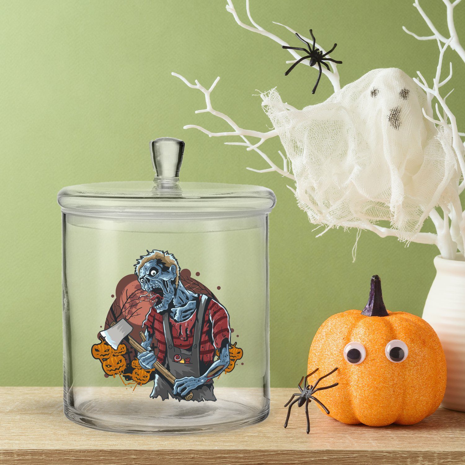 GRAVURZEILE Keksdose mit UV-Druck - Zombie Design, (Kein Glas, Halloween Set)