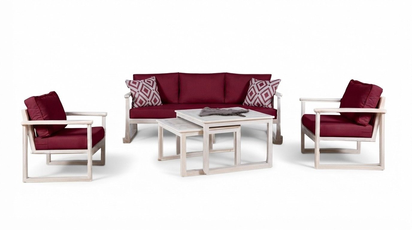Xlmoebel Gartenlounge-Set Lounge Möbel aus wetterfestem Material mit Sofa und Sessel, (Gartenlounge-Set, 4-tlg., 4tlg. Gartenmöbel Set (Sofa 3 Sitzer + 2x Sessel + Couchtisch), Hergestellt in Europa