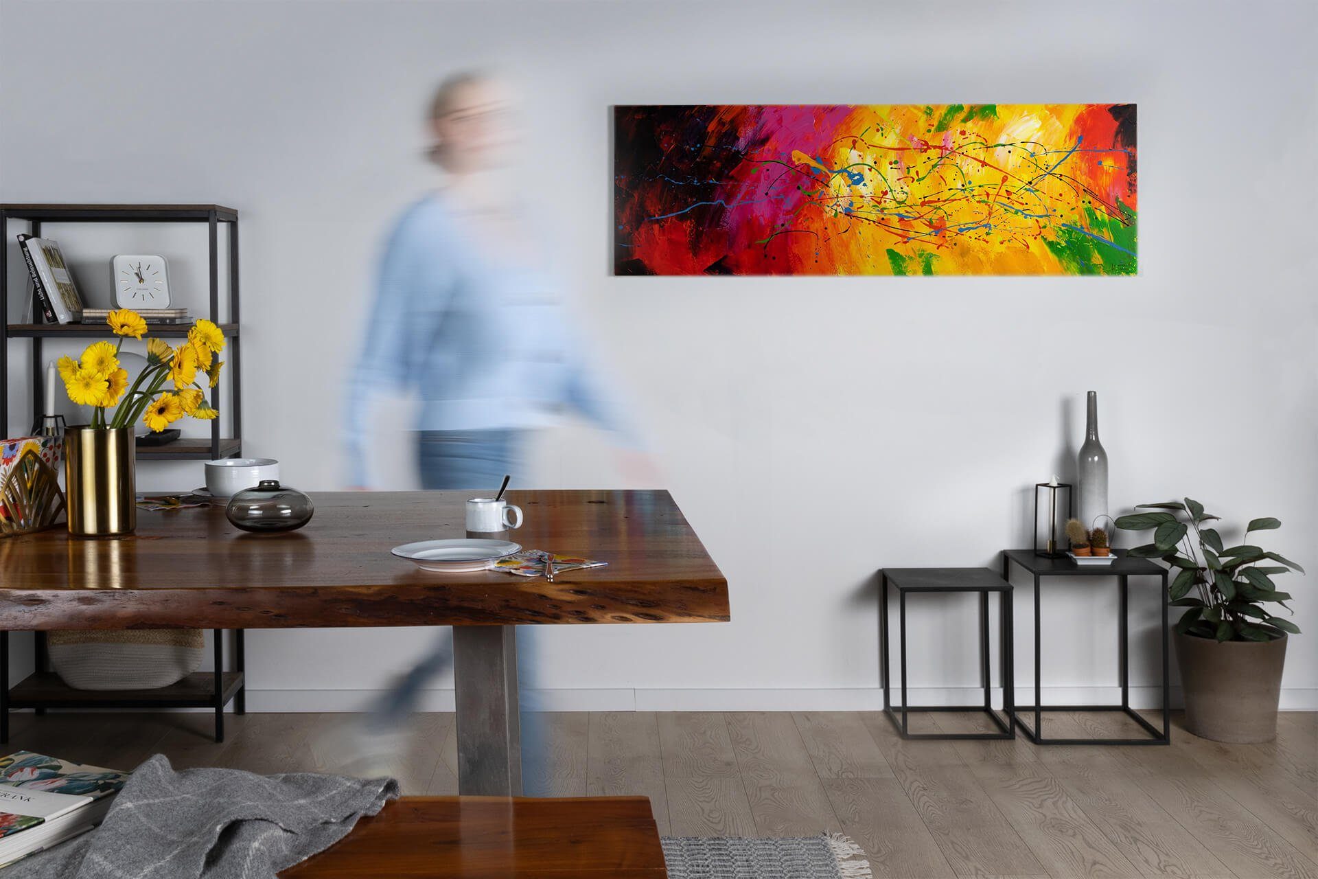 KUNSTLOFT Gemälde Lucid Dream 150x50 cm, Leinwandbild 100% HANDGEMALT Wandbild Wohnzimmer