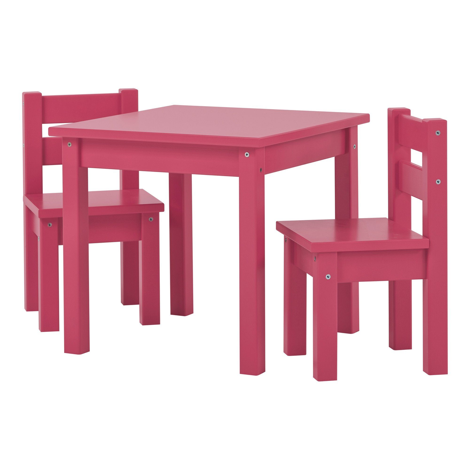 Hoppekids Kindersitzgruppe Mads Tisch mit 2 Stühlen Kiefer massiv & MDF Rot