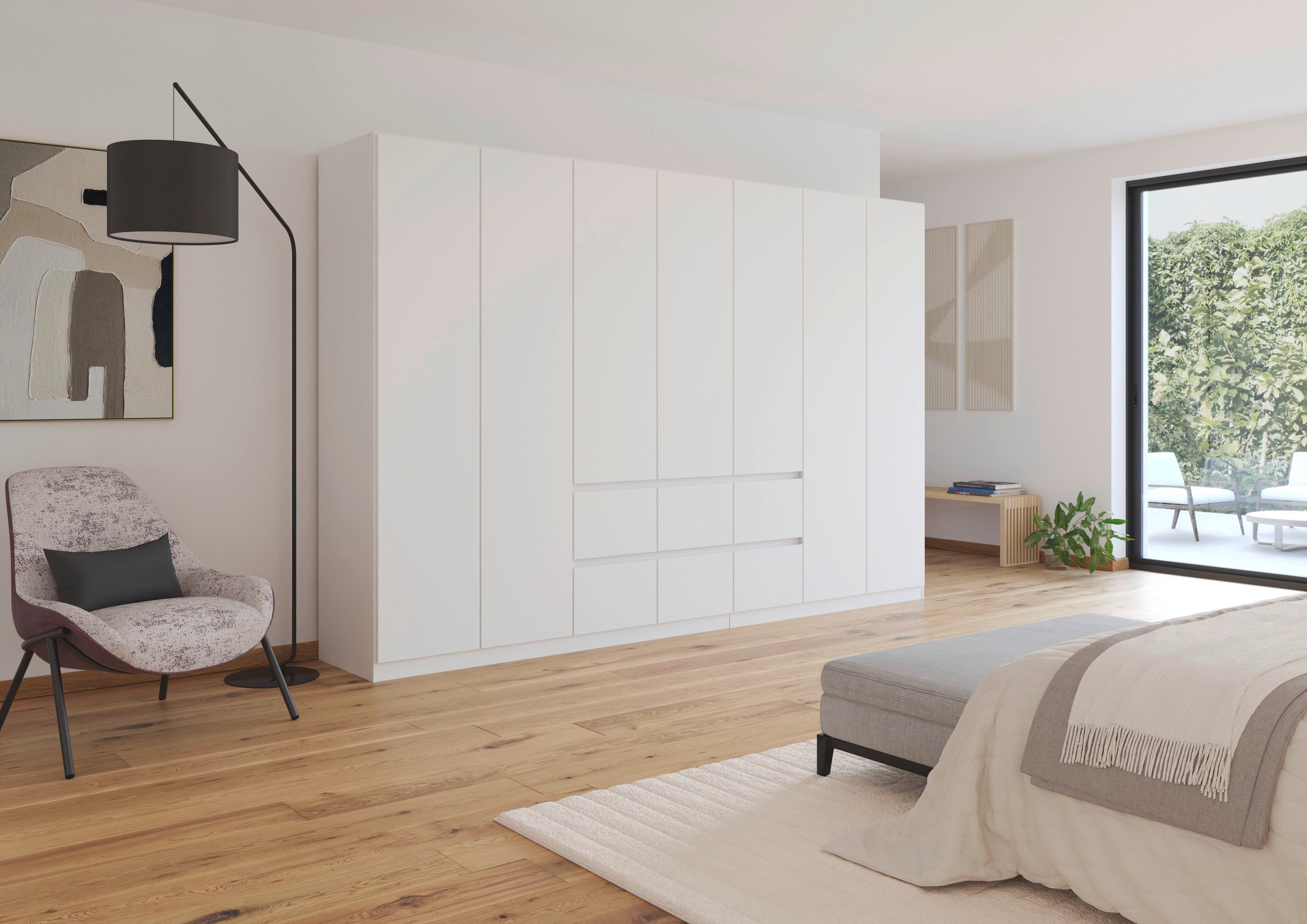 rauch Drehtürenschrank Schrank Garderobe MAINZ Breiten 91/136/181/226/271/315/360, Höhe 210cm (3 verschiedene Ausstattungen BASIC/CLASSIC/PREMIUM (inkl. SOFT-CLOSE) grifflose Front, Außentüren mit Push-to-Open Funktion MADE IN GERMANY