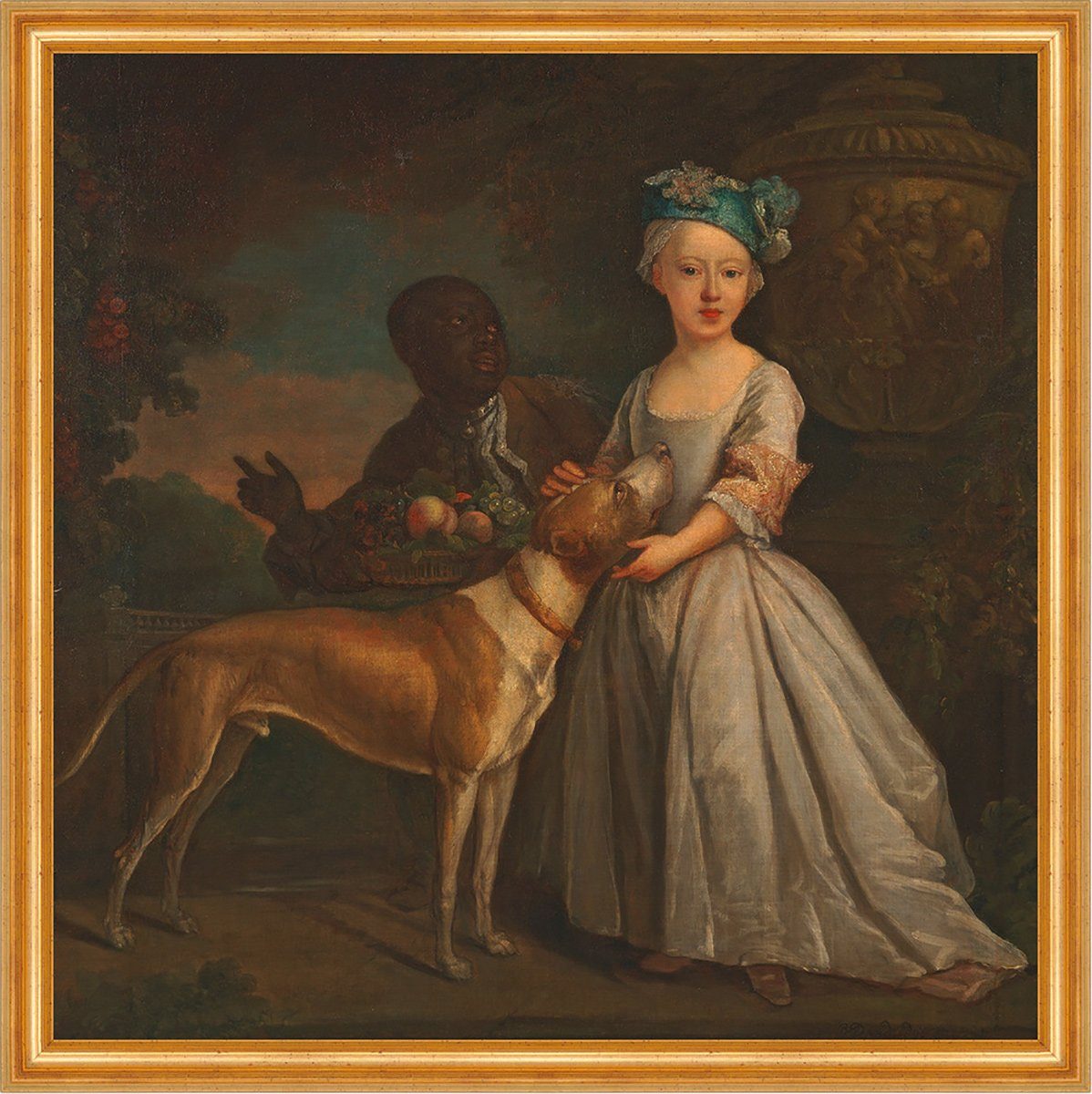 Kunstdruck A Young Girl with a Dog and a Page Bartholomew Dandridge Hund Diener B