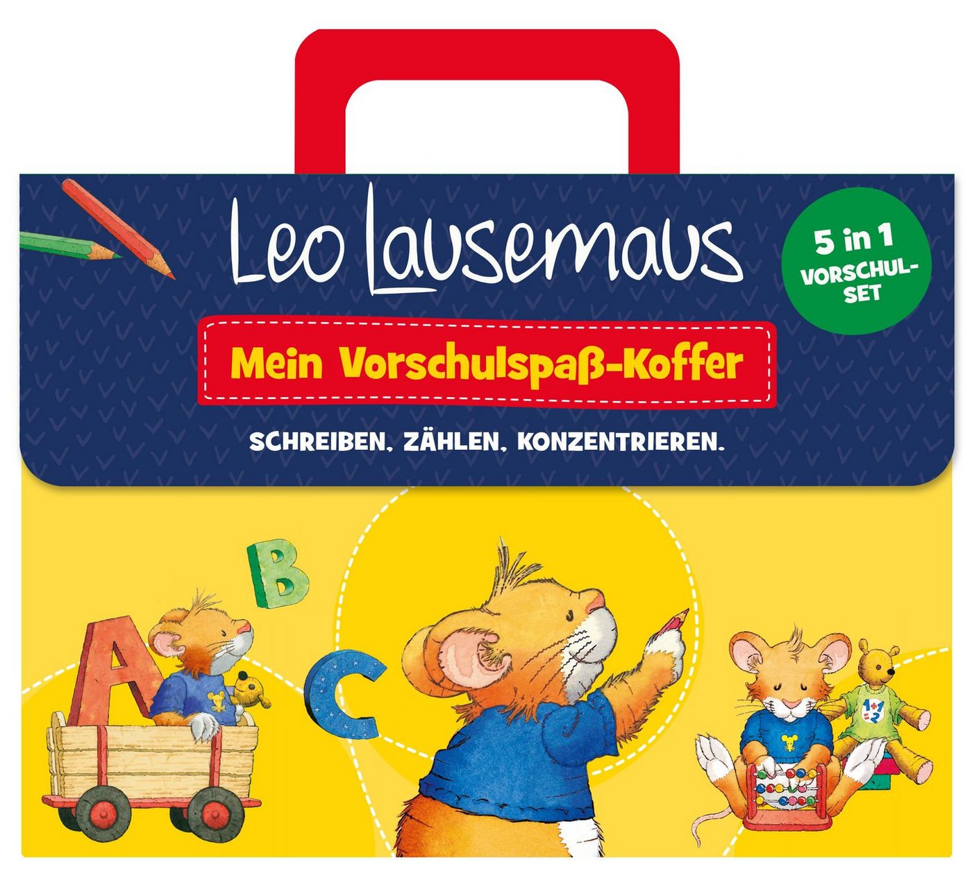 Leo Lausemaus – Mein Vorschulspaß-Koffer Papierkoffer mit 5 Vorschulhe / Birgit Ebbert, Janis Schmitz