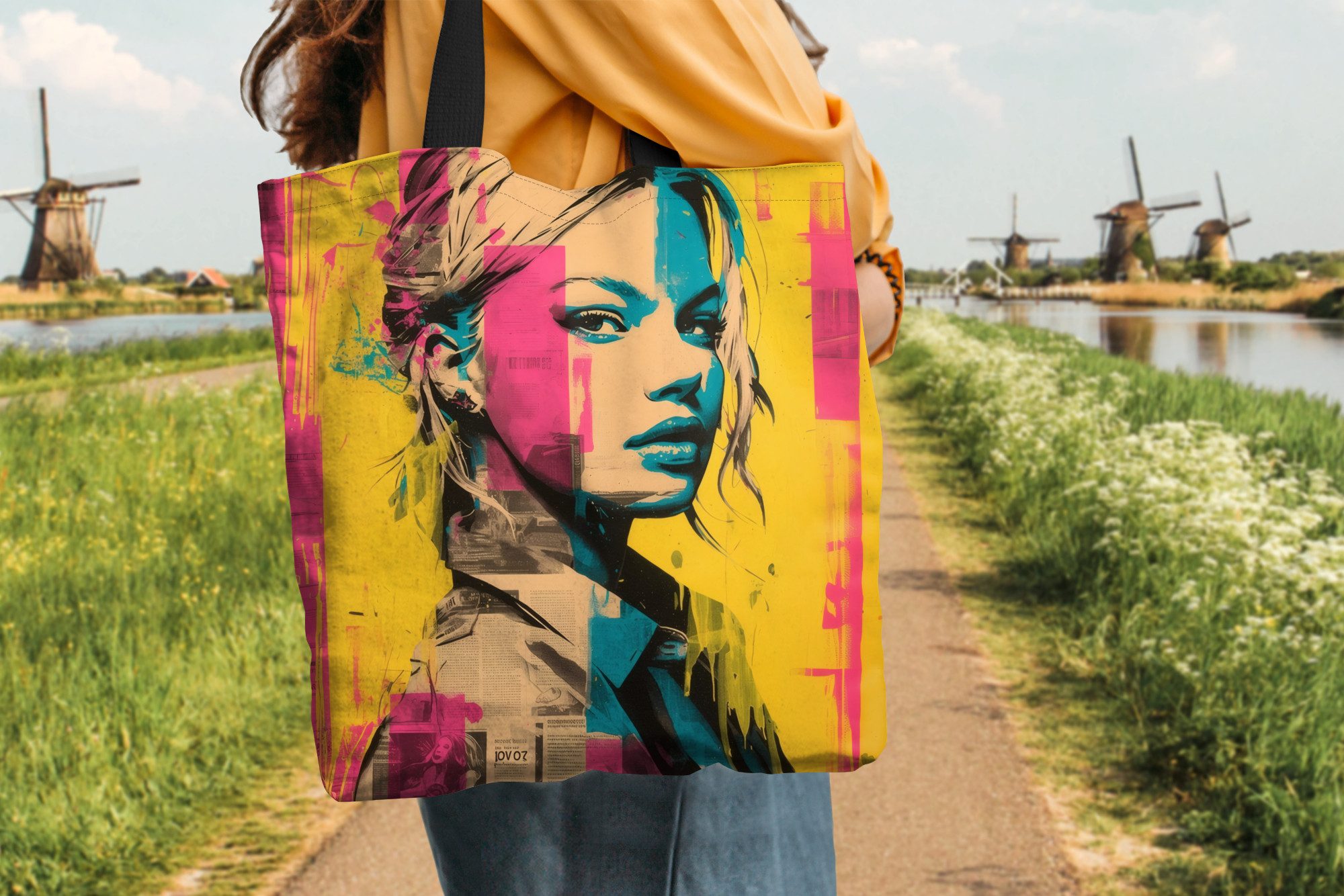 MuchoWow Shopper Frau - Malstreifen - Farbig, Handtasche, Damen und Herren, Schultertasche, Umhängetasche, Tote Bag