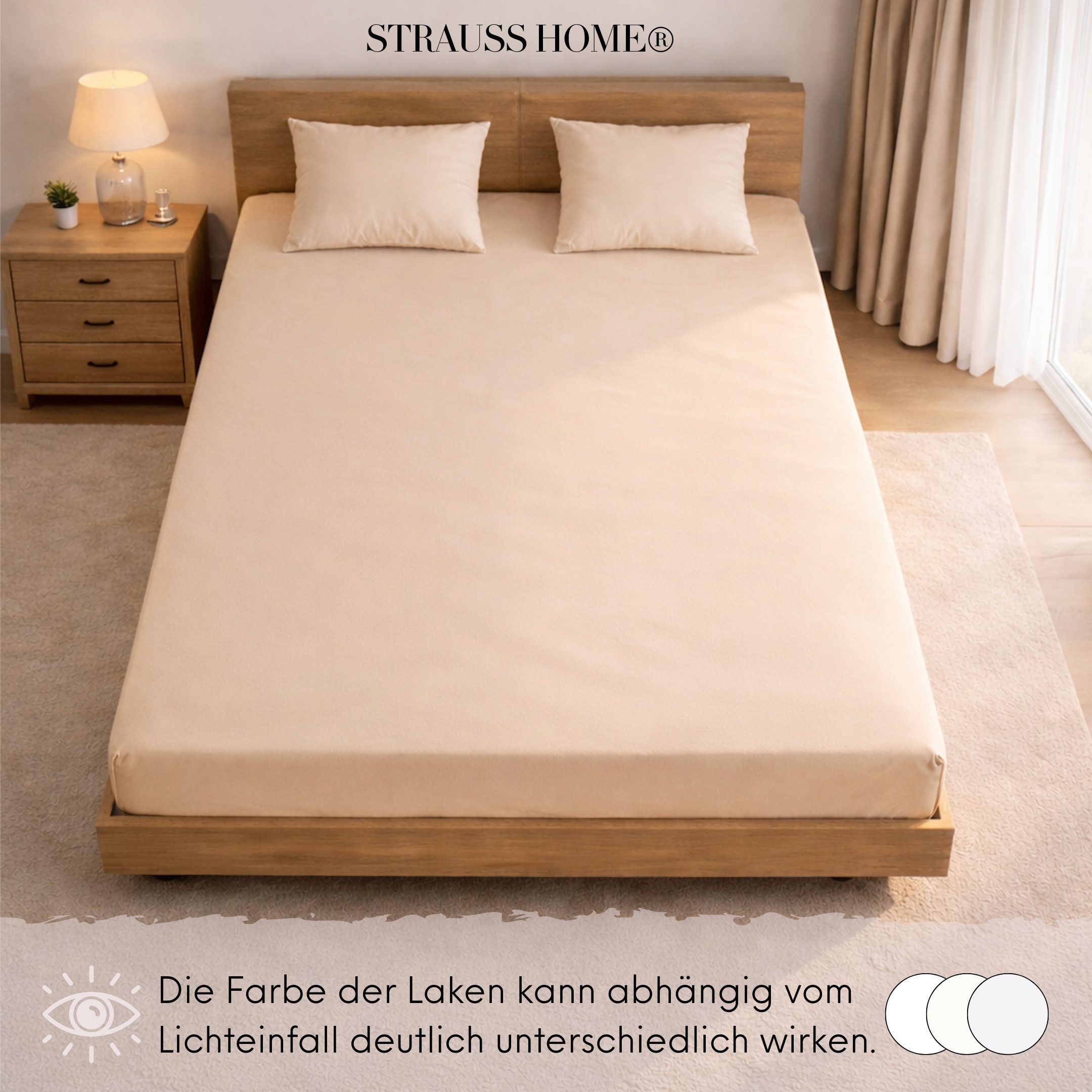 Strauss Home Spannbettlaken Premium 160 g/m² Gekämmte Baumwolle Jersey in Hotelqualität, Gummizug: Rundumgummi, OEKO-TEX®-zertifiziert - Hotelqualität – Formsta – Bild 5 von 5