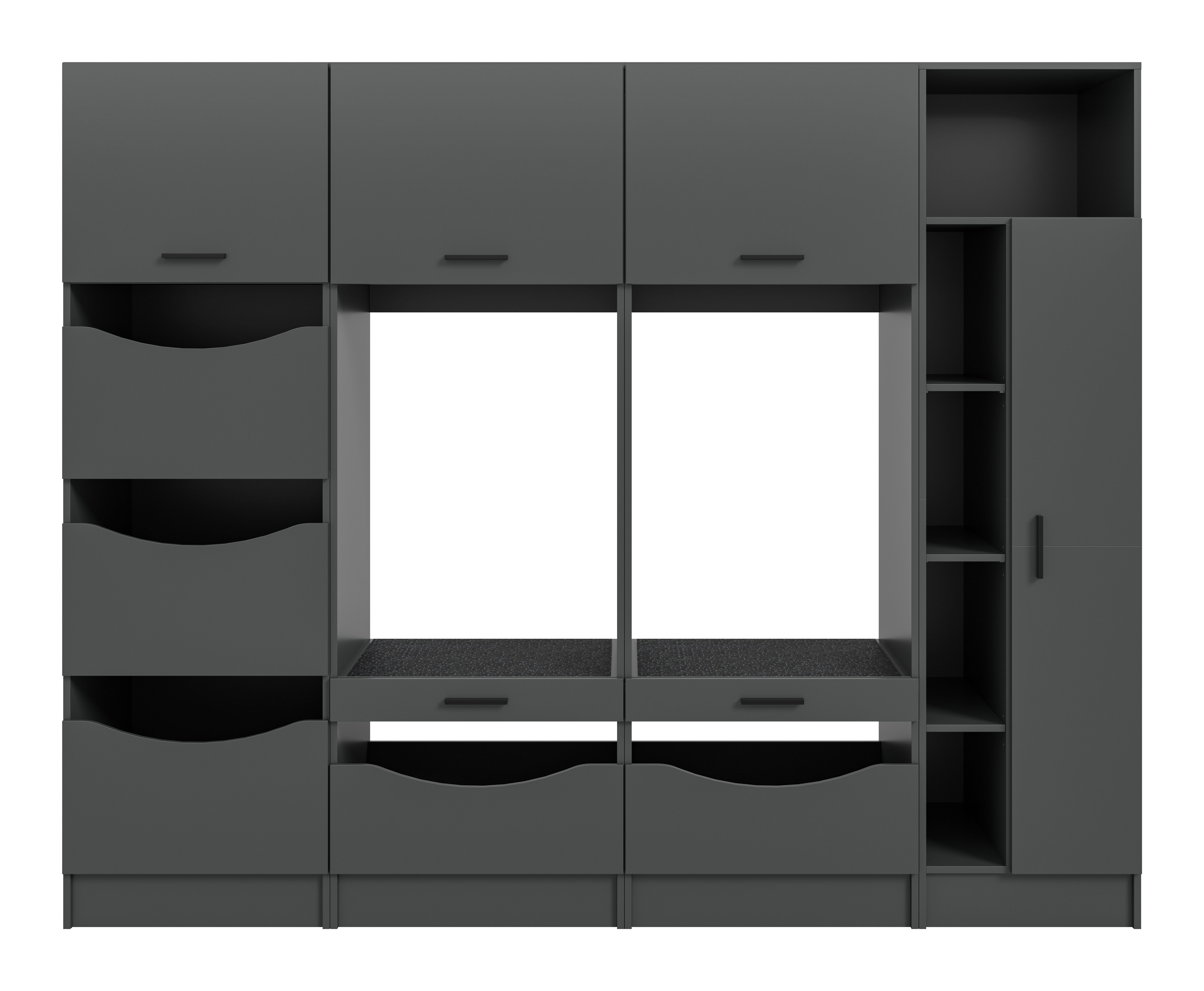 welltime Mehrzweckschrank-Set FALAS, 4-teilig, Hauswirtschaftsraum Set, Breite 242 cm, (Set, 4-St., 2x Waschmaschinenumbauschrank, 1x Wäscheschrank & 1x Mehrzweckschrank), Kombination, Waschmaschinenumbau, Waschmaschinenschrank, Wäschekammer