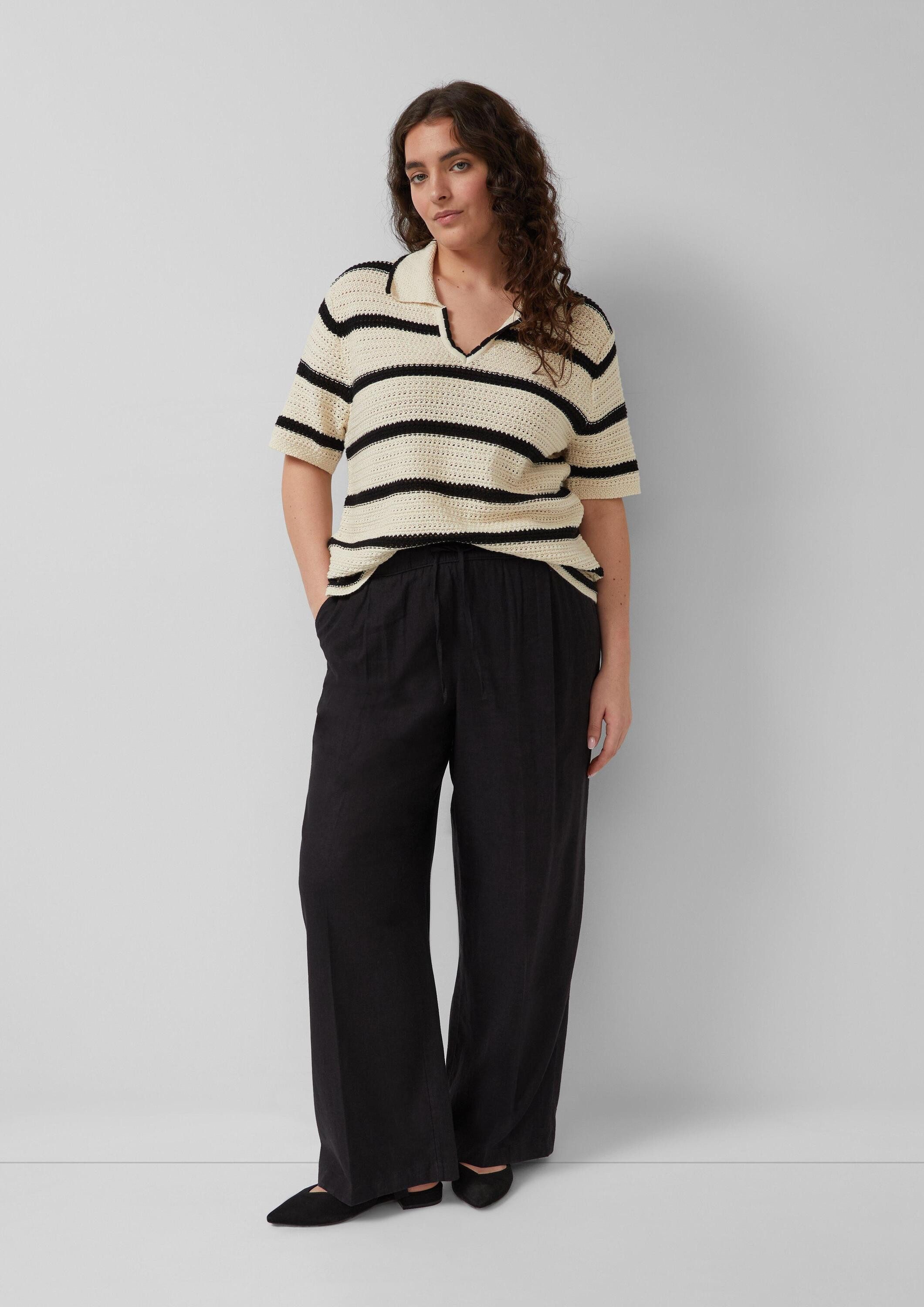 s.Oliver Chinos Hose Wide-Leg-Hose aus Leinenmix mit elastischem Bund
