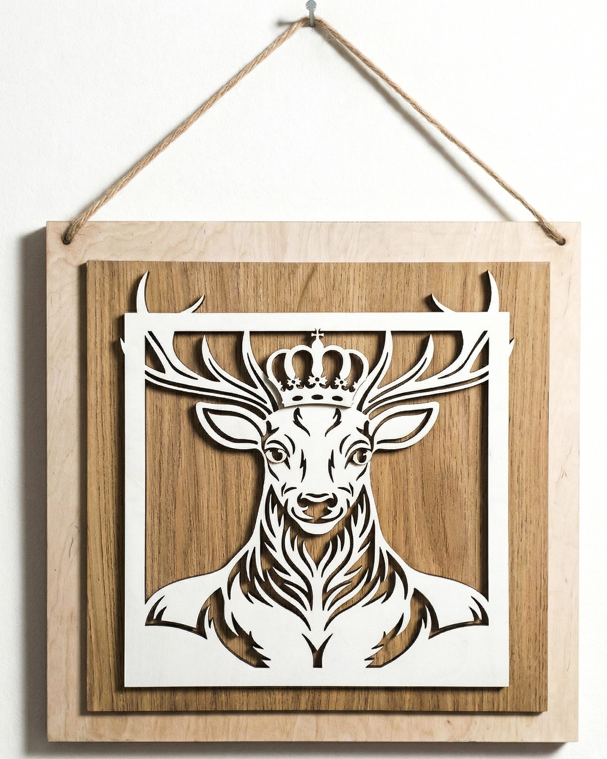 ORNAMENTI Wanddekoobjekt 3D Rustikale Wanddeko aus Holz für Wohnzimmer,Tiere,Hirsch, Pfau,Vögel (Hingucker, Wandbild, Holzbild, Holzdeko, stilvolle Wanddekoration, Wandpaneel, Ornament, Wandrelief), Verzierung fur Zuhause, Wandkunst, Dekorative Skulptur