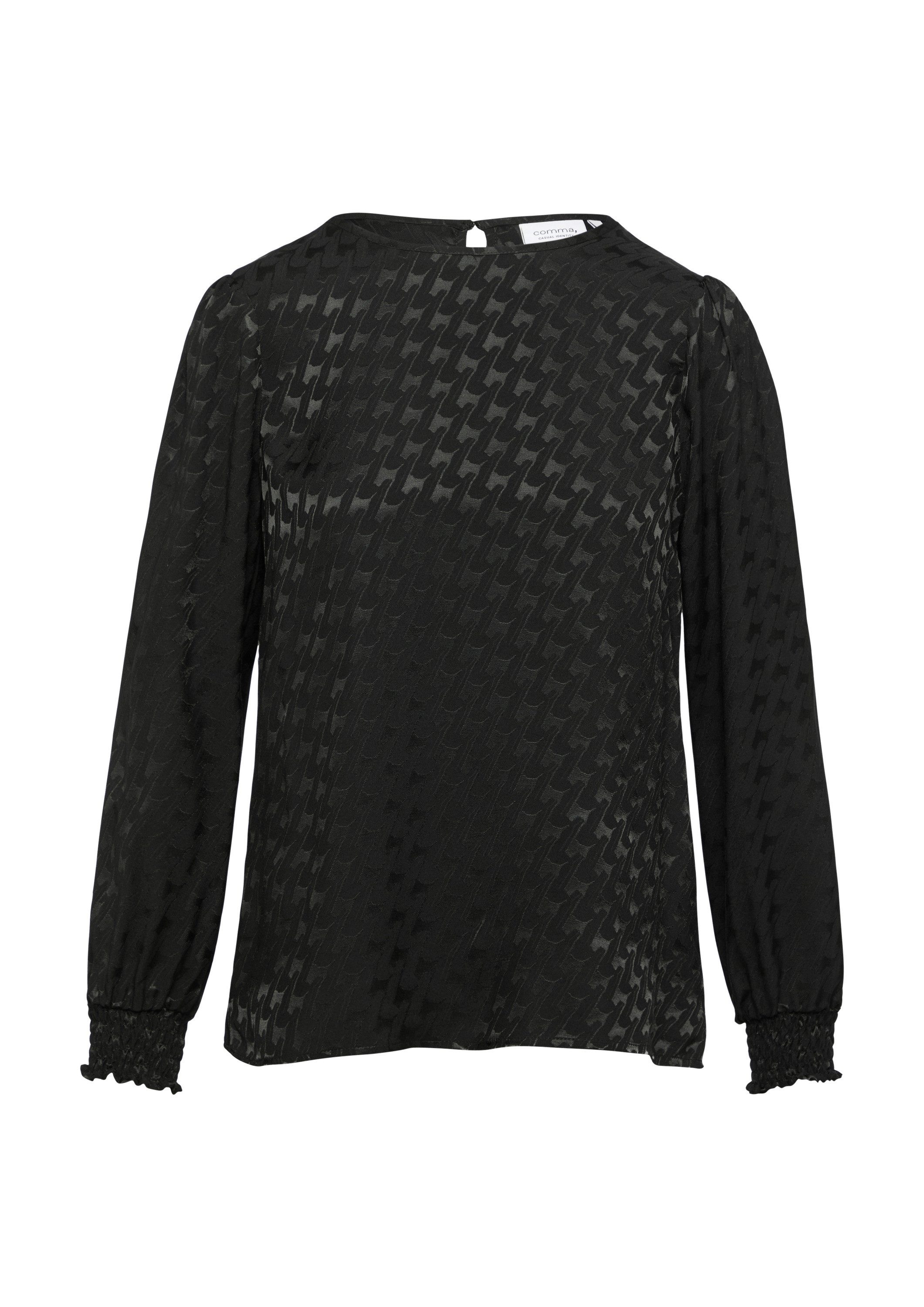 comma Langarmbluse Bluse Viskosebluse mit Hahnentrittmuster günstig online kaufen