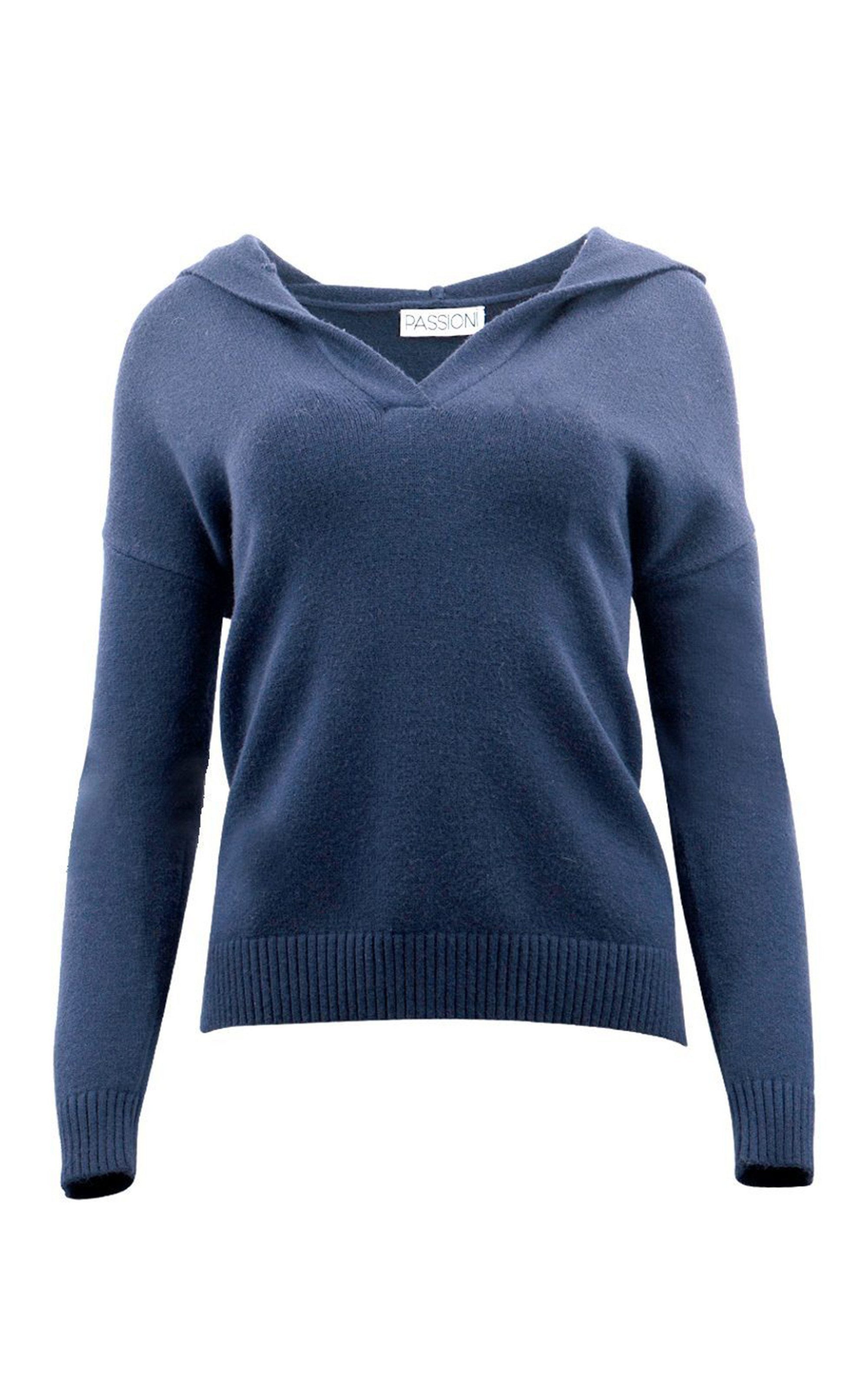 Passioni Kapuzenpullover in Boxy-Form mit V-Ausschnitt günstig online kaufen
