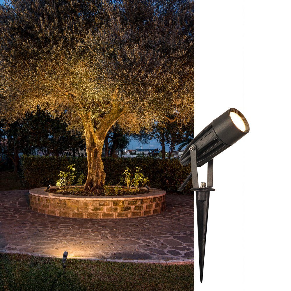 SLV LED Gartenstrahler LED Erdspießleuchte Syna, 3000 K, warmweiß, anthrazit, keine Angabe, Leuchtmittel enthalten: Ja, fest verbaut, LED, warmweiss, Außenstrahler