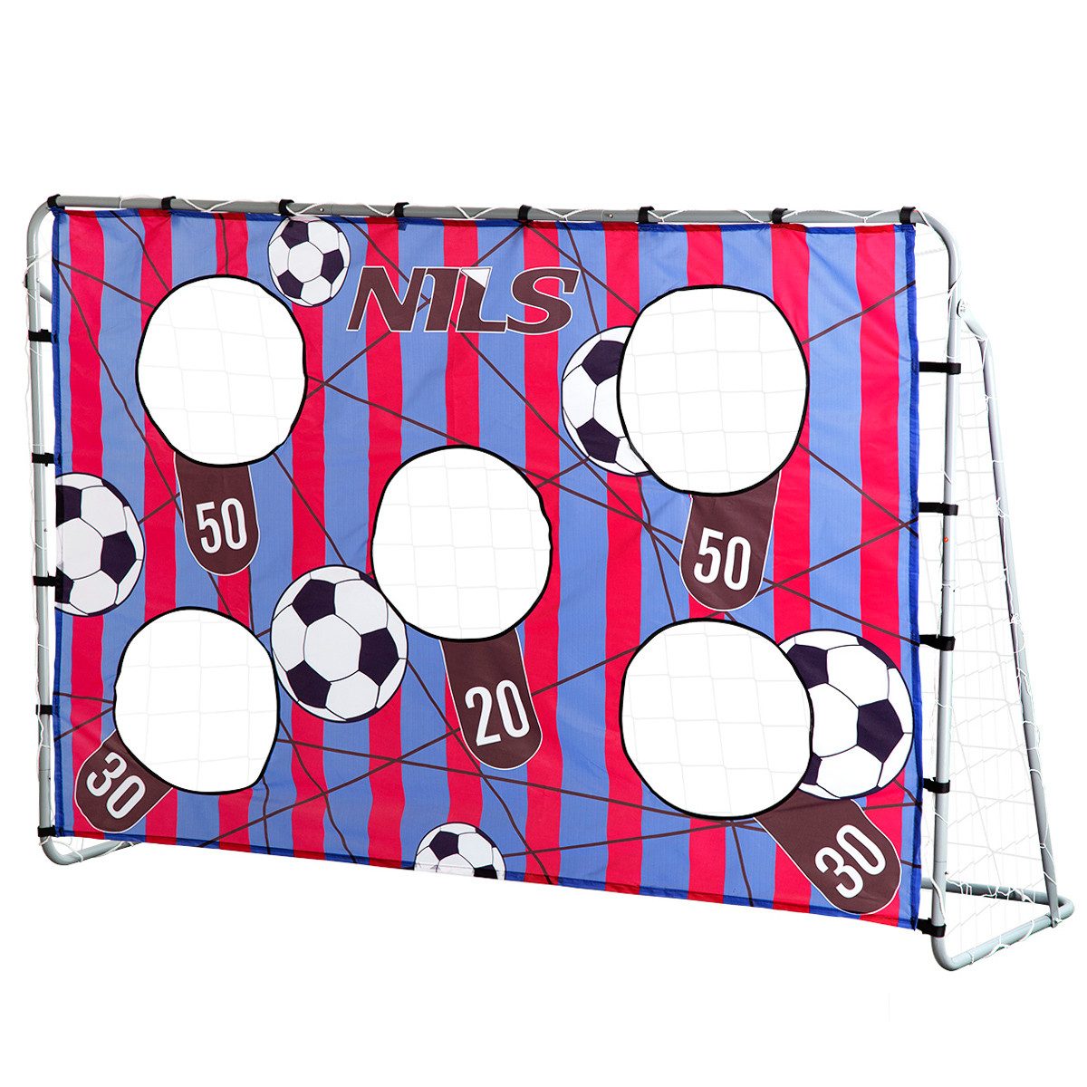 Bubble-Store Fußballtor Torwand mit 5 Torschusslöcher und Punktzahl (Tor (BxTxH) ca. 215 x 76 x 150 cm), Fußballtor mit Torwand