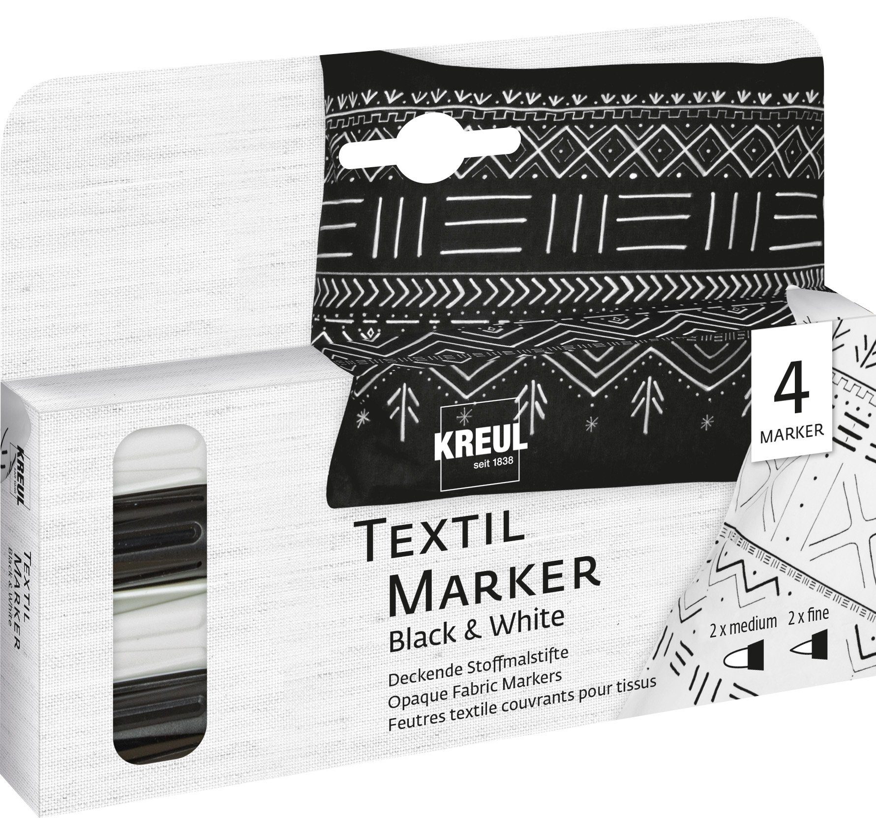 Kreul Textilmarker Opak Black & Stück 4 White