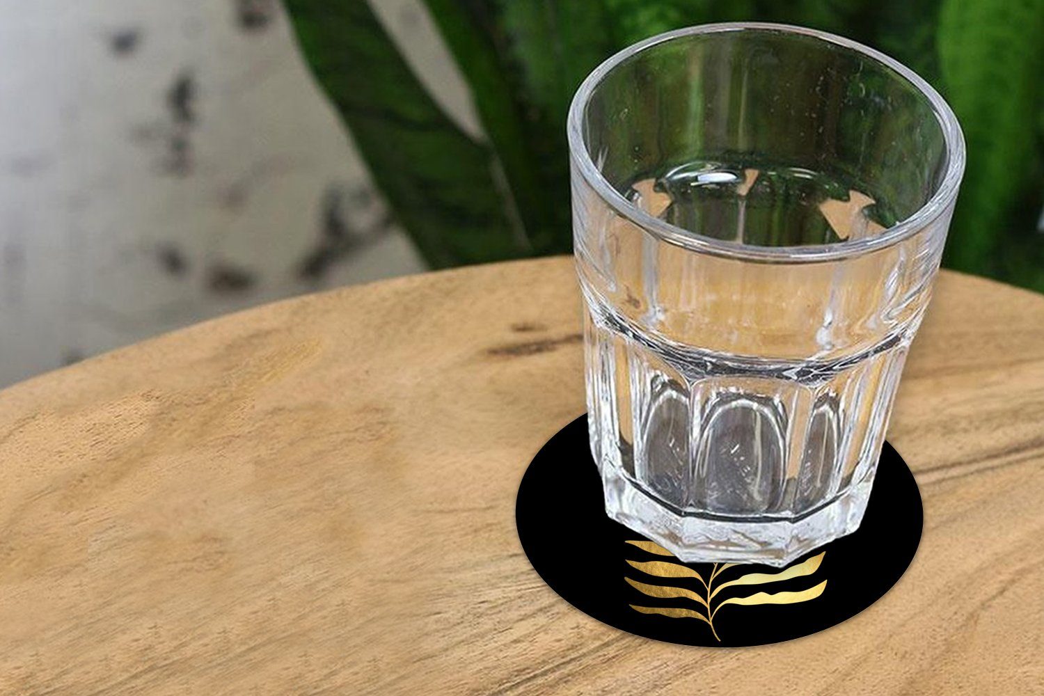 MuchoWow Glasuntersetzer Blätter - Gold Tasse, Korkuntersetzer, Becher Natur Gläser, Luxus Getränkeuntersetzer, - für Tassenuntersetzer, Design, - Zubehör - 6-tlg