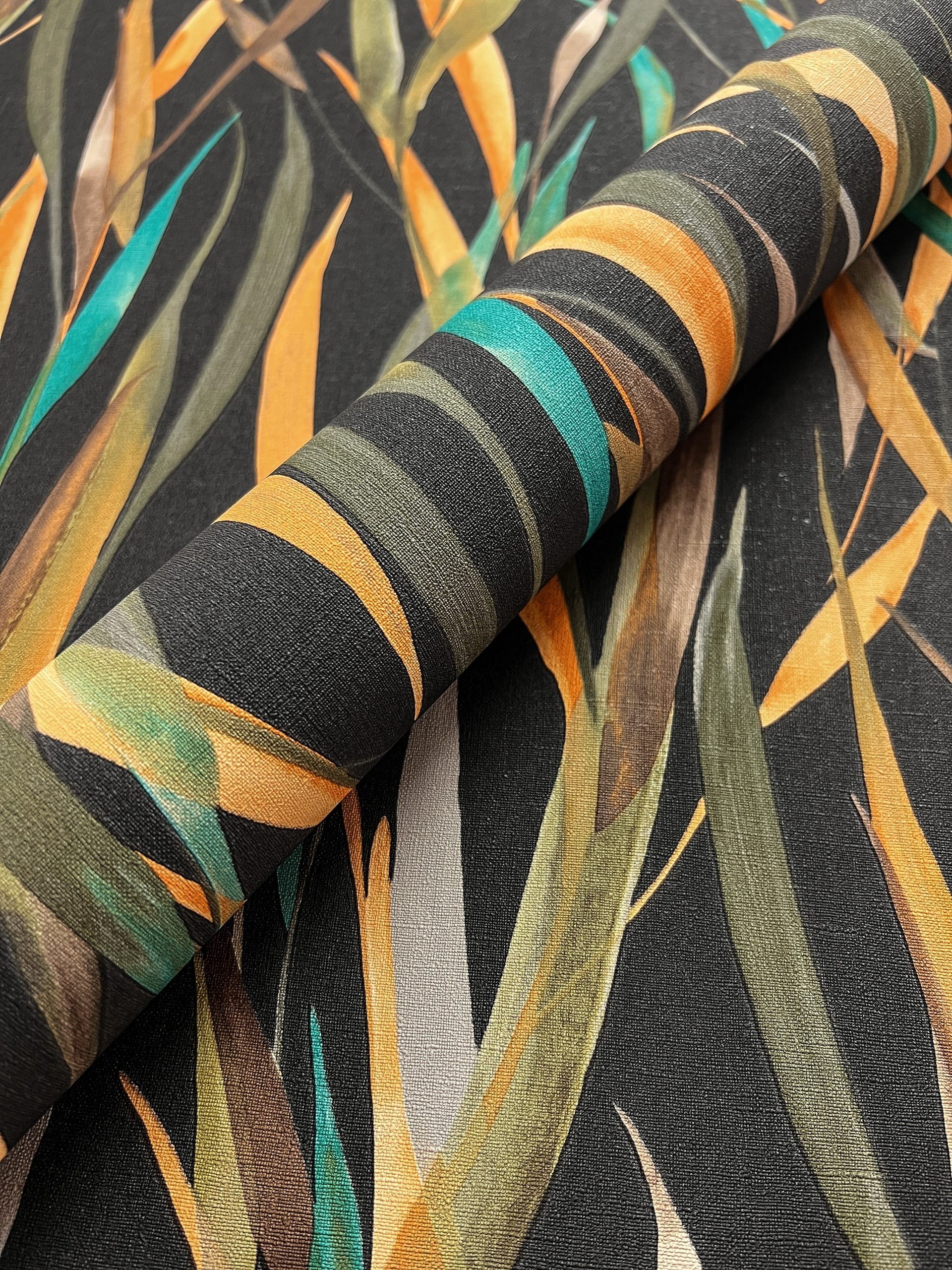 Newroom Vliestapete, Schwarz Tapete Modern Pflanzen - Mustertapete Natur Or günstig online kaufen