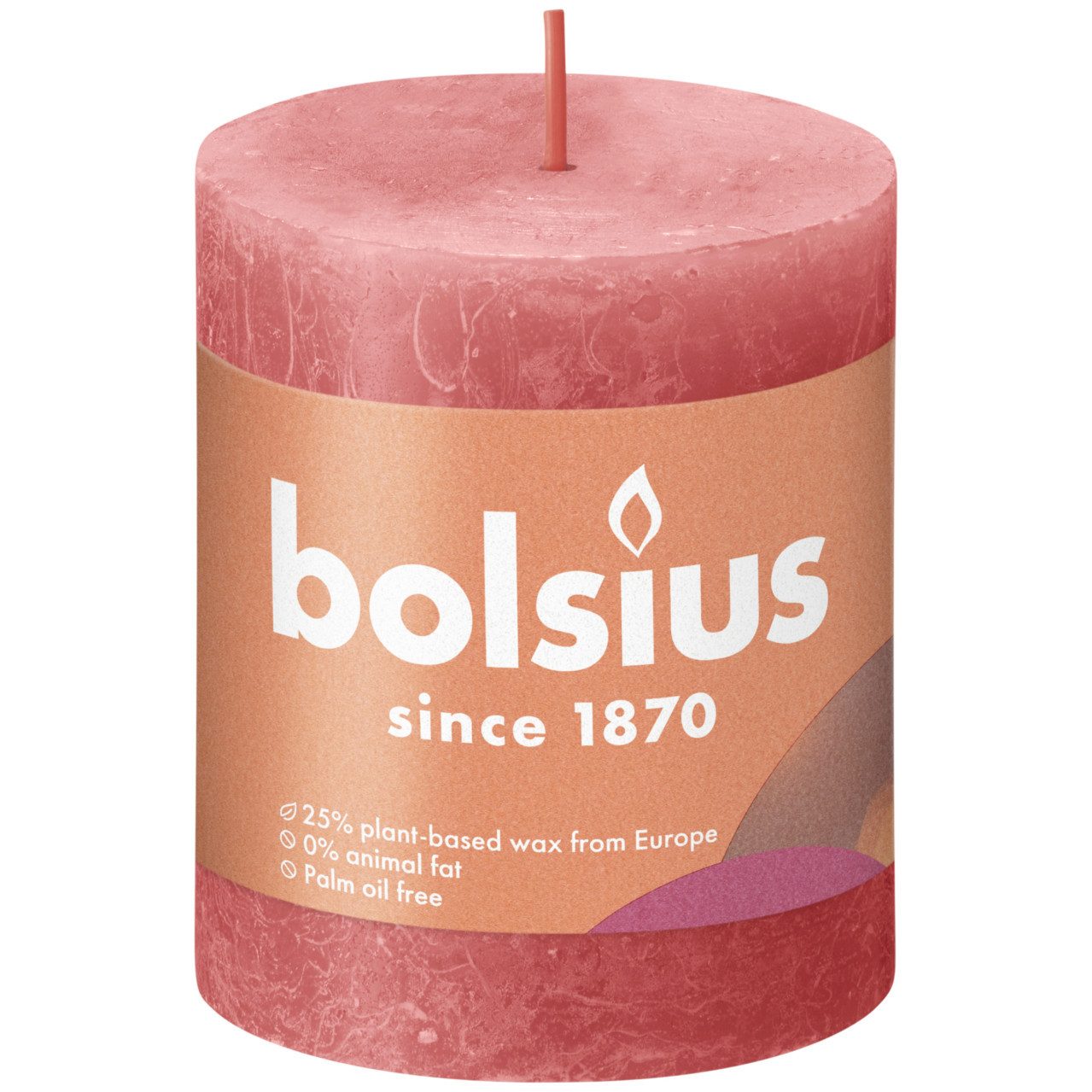 Bolsius Stumpenkerze Bolsius Rustik Stumpenkerze rosa blüte, Höhe: 8