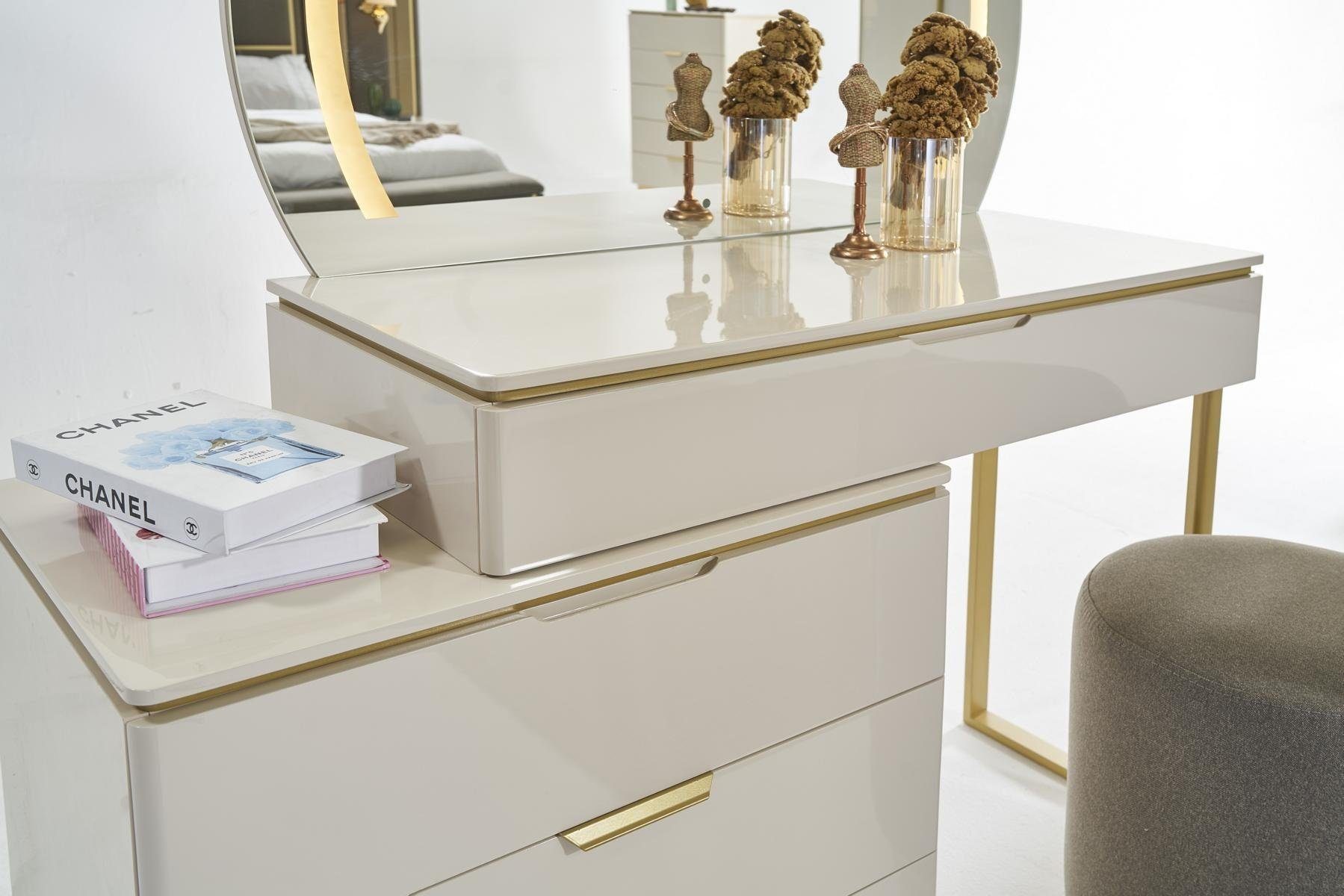JVmoebel Schminktisch Moderne Konsole mit Spiegel und Hocker in elegantem Design (3-St., Schminktisch/Spiegel/Hocker), Made in Europa – Bild 3 von 5