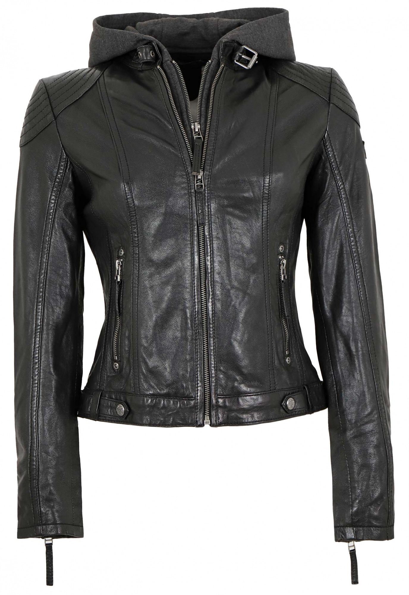 Gipsy Lederjacke Cacey LEGV Damen Lederjacke Echtleder Bikerjacke Lammnappa schwarz