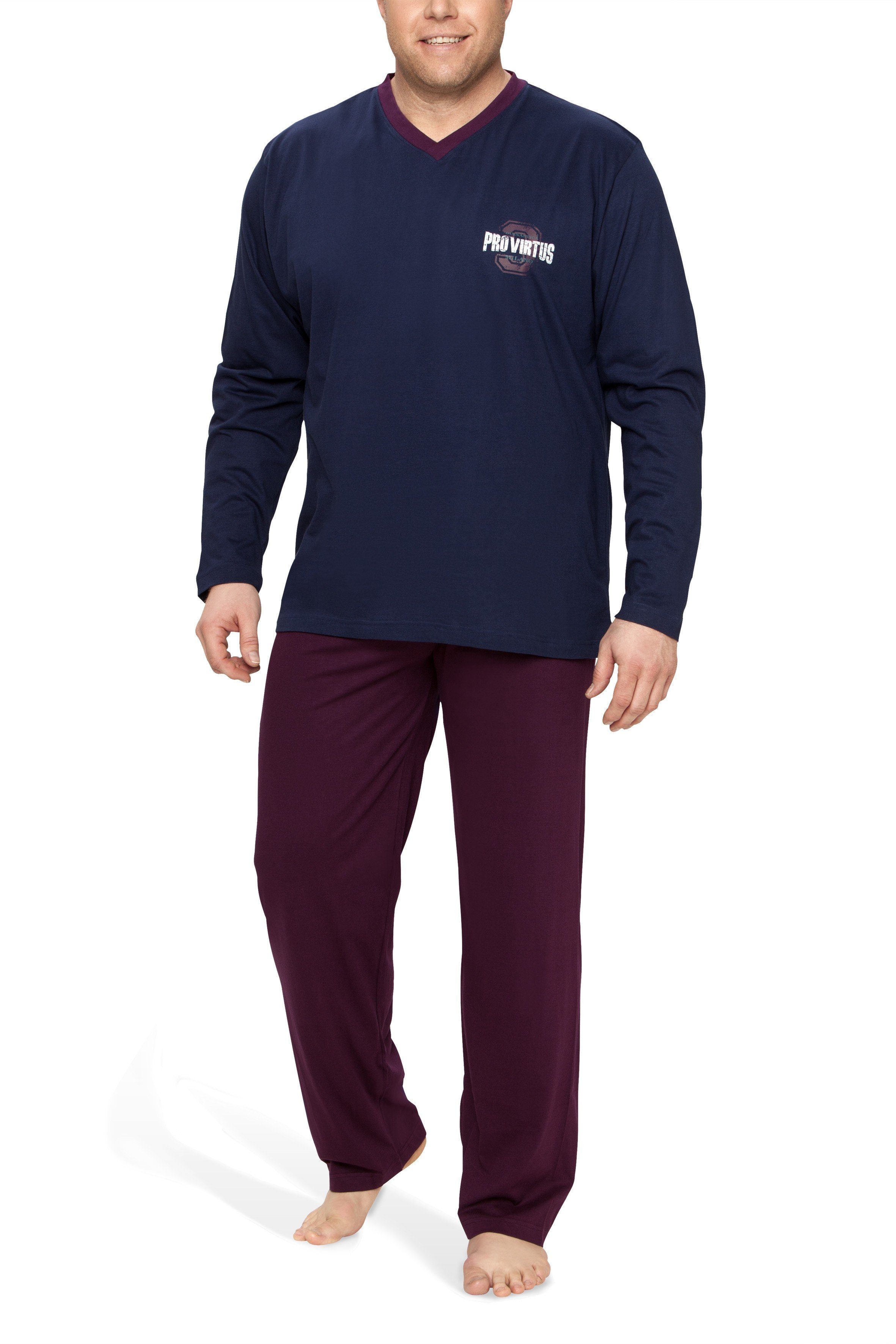 Moonline Pyjama Schlafanzug Herren lang in günstig online kaufen