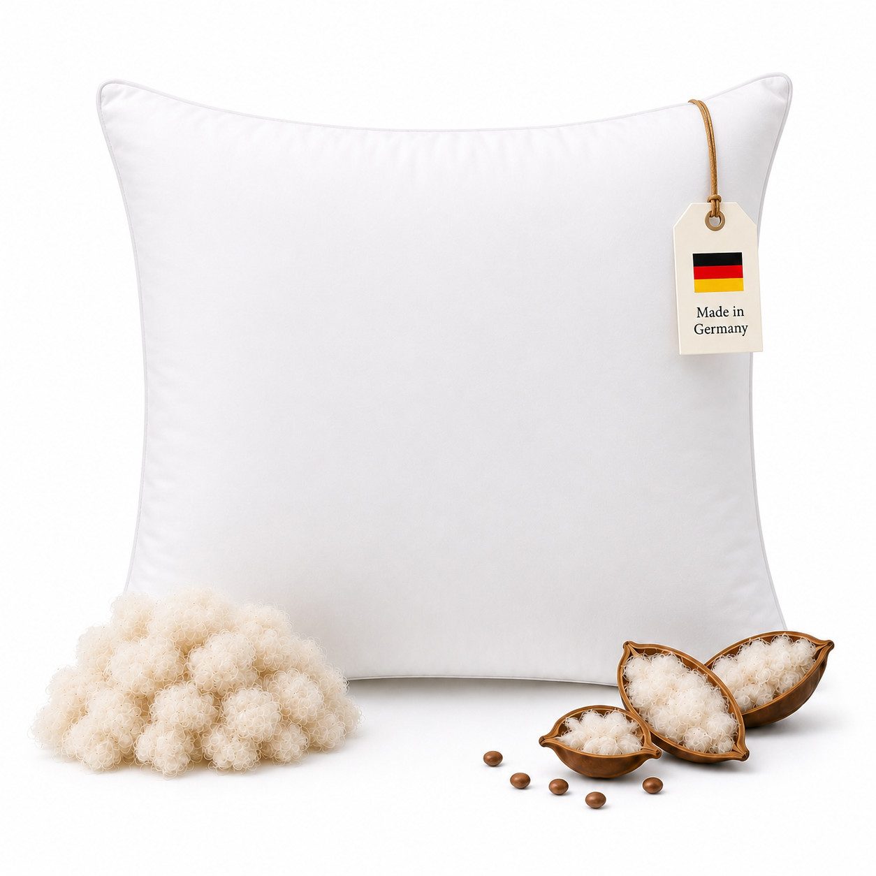 NEXGEN Luxus Kopfkissen Kapok Kissen mit Baumwollbezug, natürliche Füllung, Hotelqualität, Hergestellt in Deutschland, Deluxe Komfort