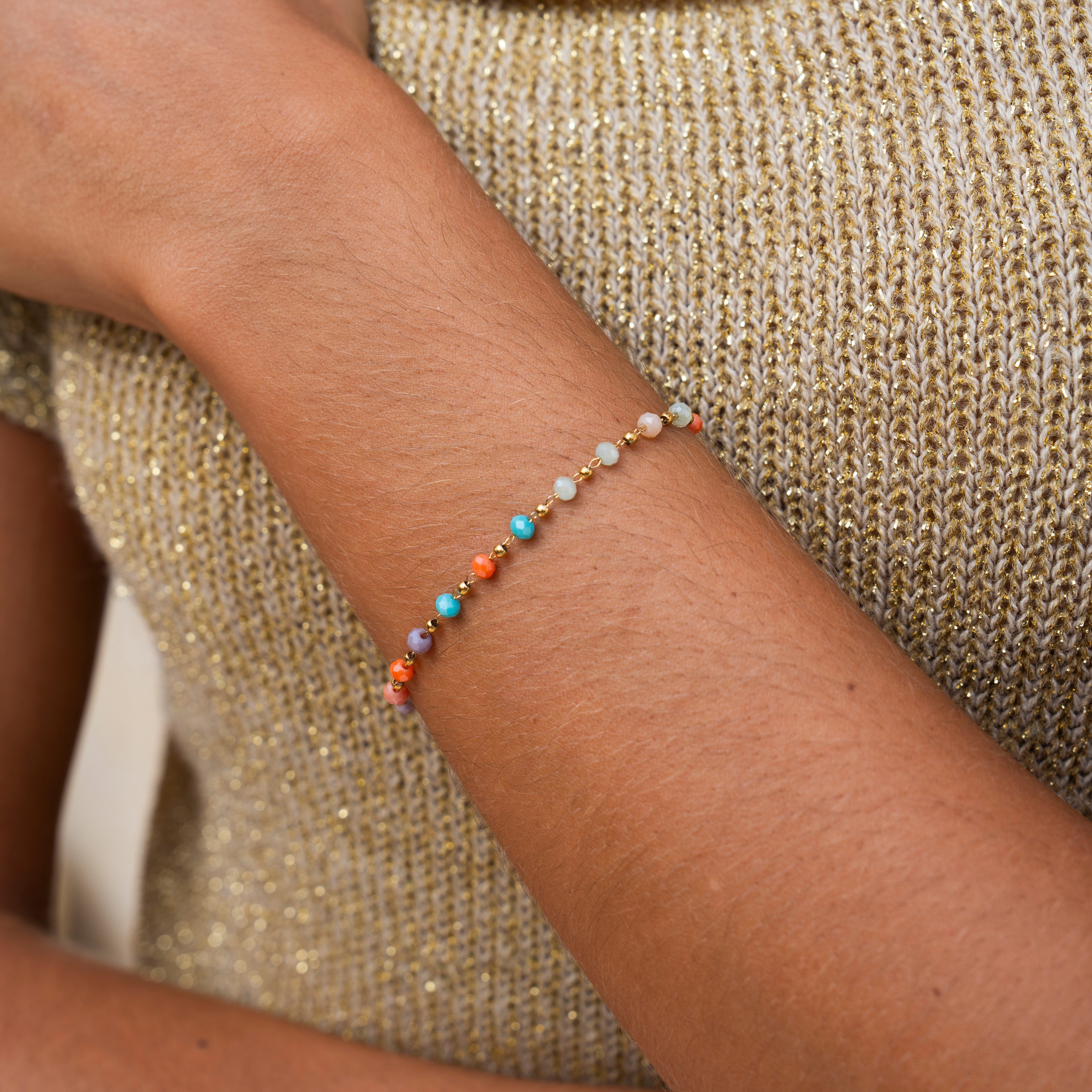 Made by Nami Edelstahlarmband mit Perlen Buntes Perlenarmband Damen 16 + 3c günstig online kaufen