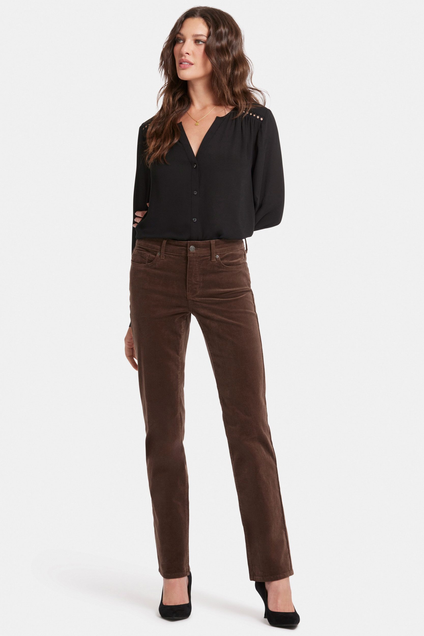 NYDJ Straight-Jeans Marilyn Straight Kord Hose Braun