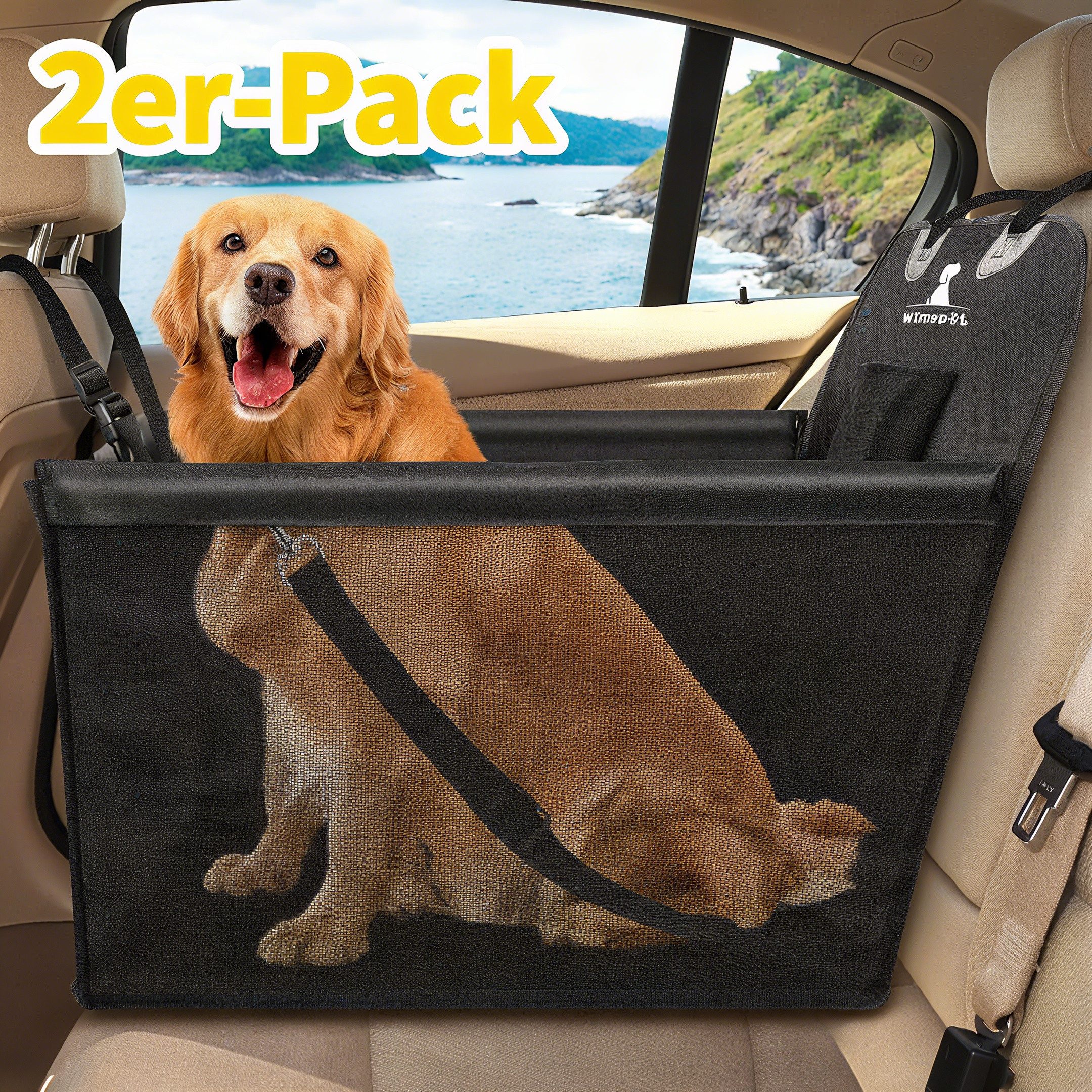 POPOLIC Hunde-Autositz Hunde-Reisesitz für kleine & mittlere Hunde – mit Sicherheitsgurt, wasserdicht & faltbar – robuste Autoschondecke (Autositzbezug) von POPOLIC