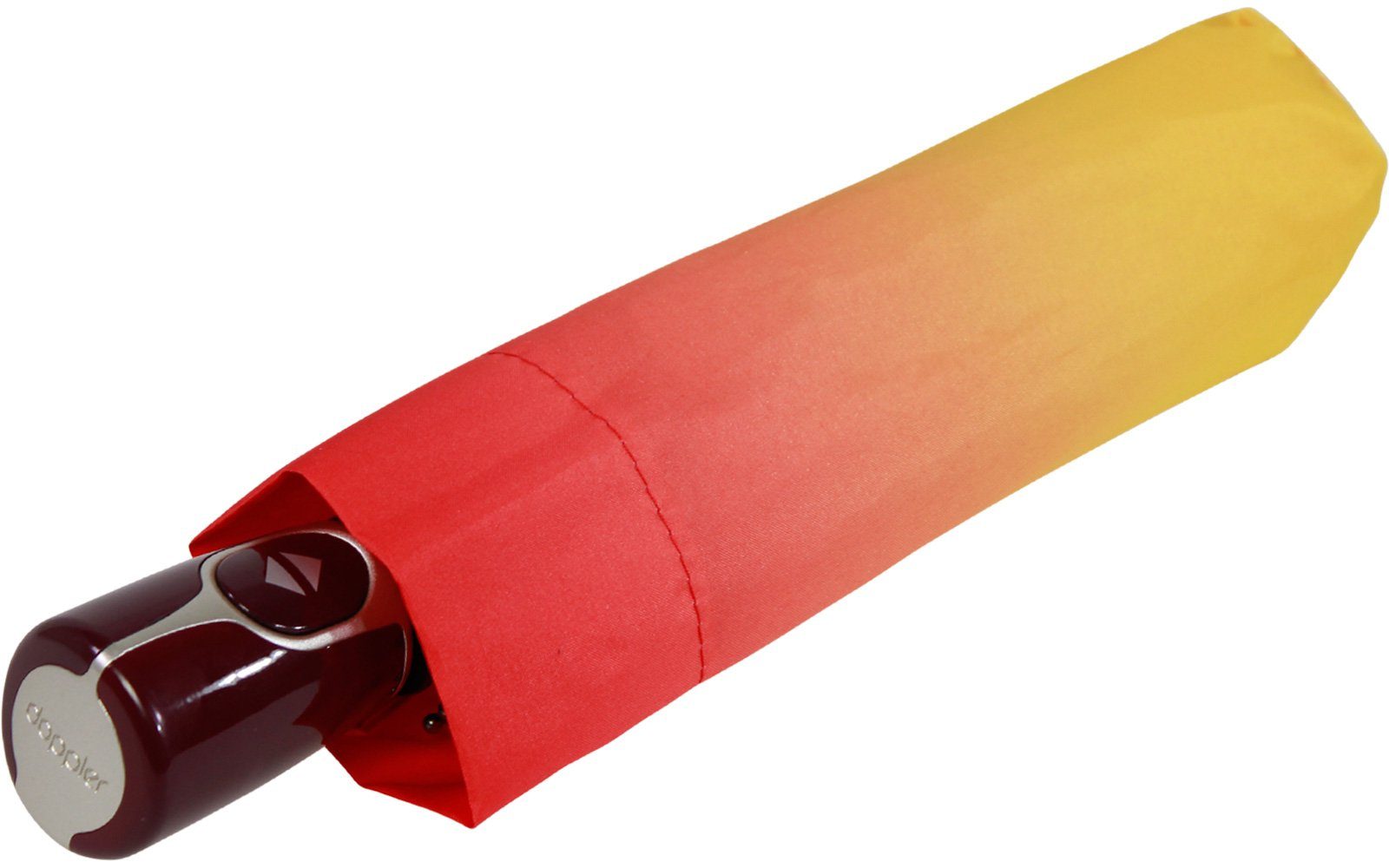 doppler® und York, stabil Magic Taschenregenschirm Auf-Zu-Automatik Damen - praktisch rot-gelb elegant, Fiber New