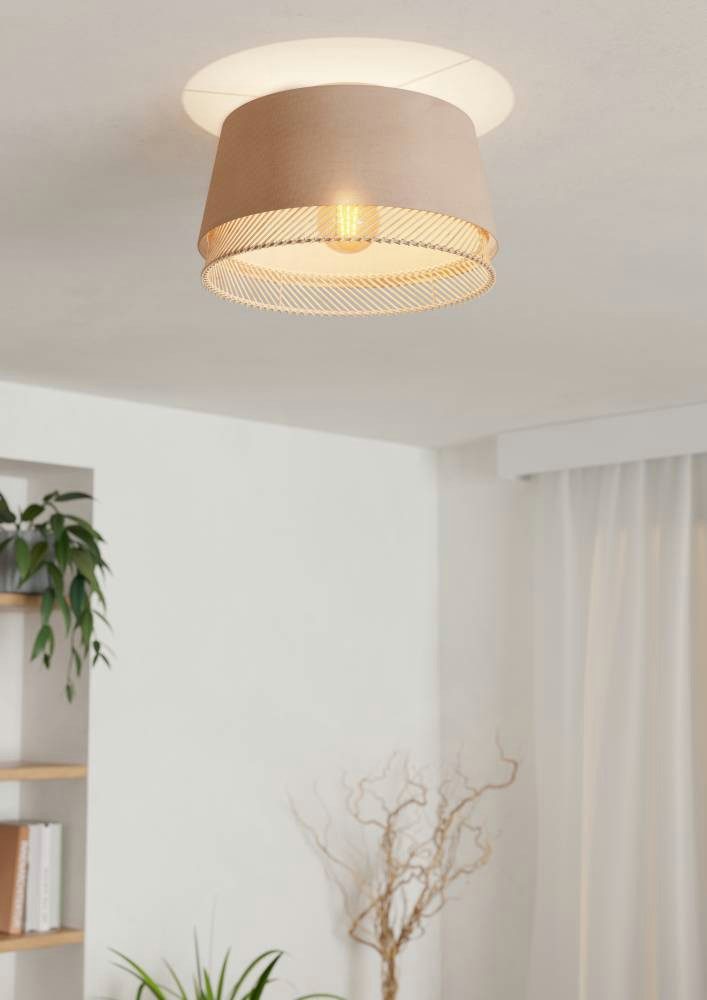 EGLO Deckenleuchte TABLEY Deckenlampe, Wohnzimmerlampe, Leinen, Bambus, Nat günstig online kaufen