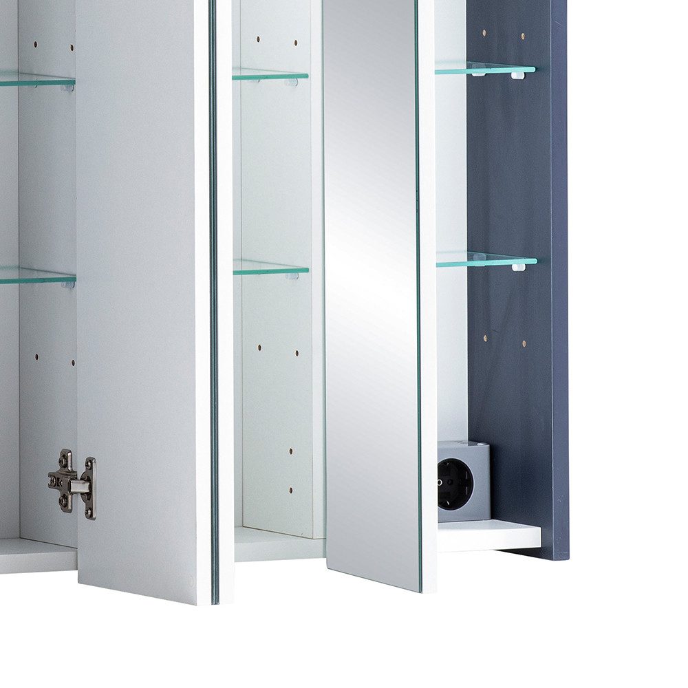 Lomadox Spiegelschrank LOANO-80 Badezimmerschrank Badezimmerspiegel Kosmetikspiegel modern in blau
