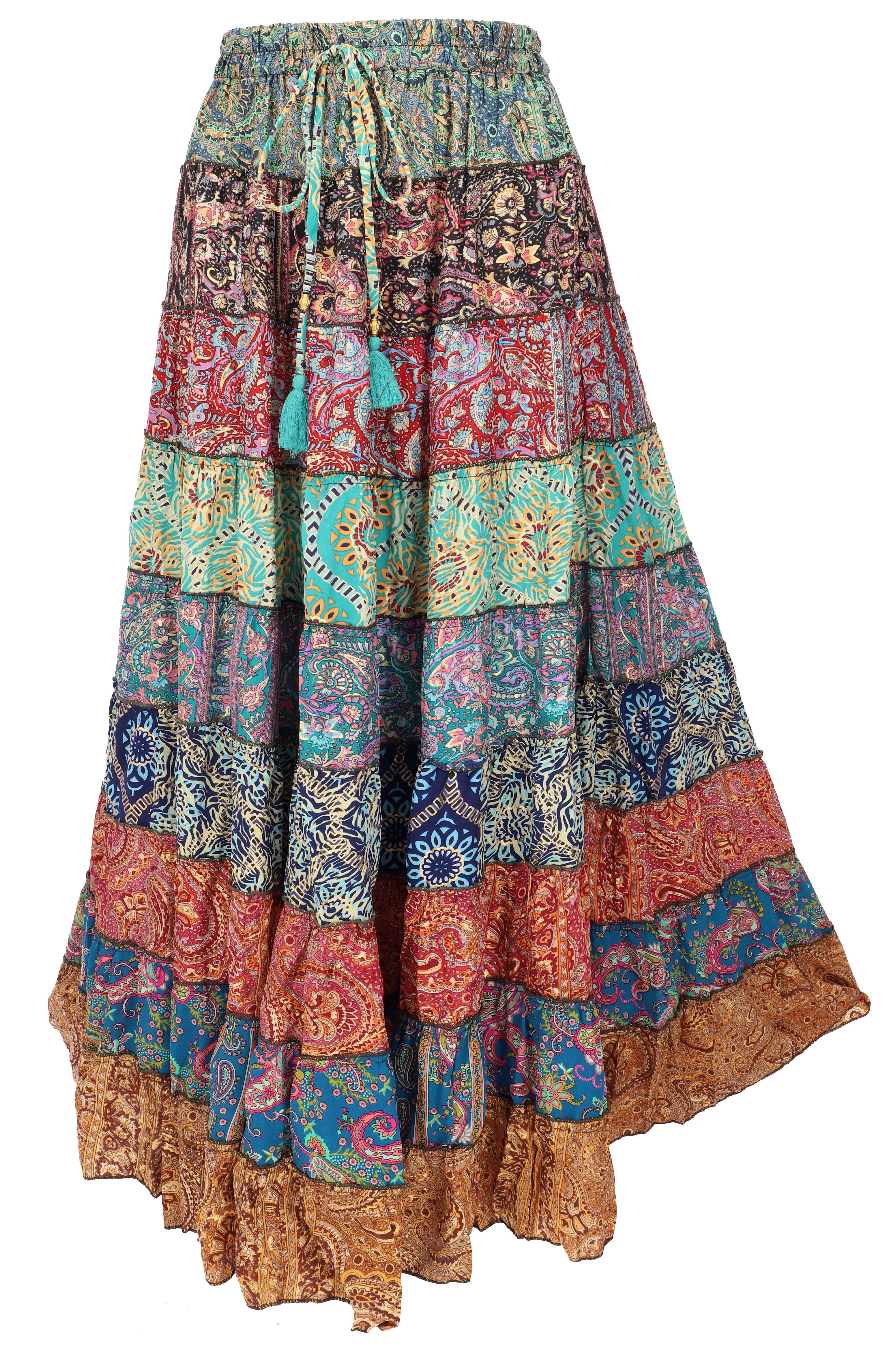 Guru-Shop Minirock Langer Boho Stufenrock, Maxirock Hippie chic,.. alternative Bekleidung – Bild 3 von 5